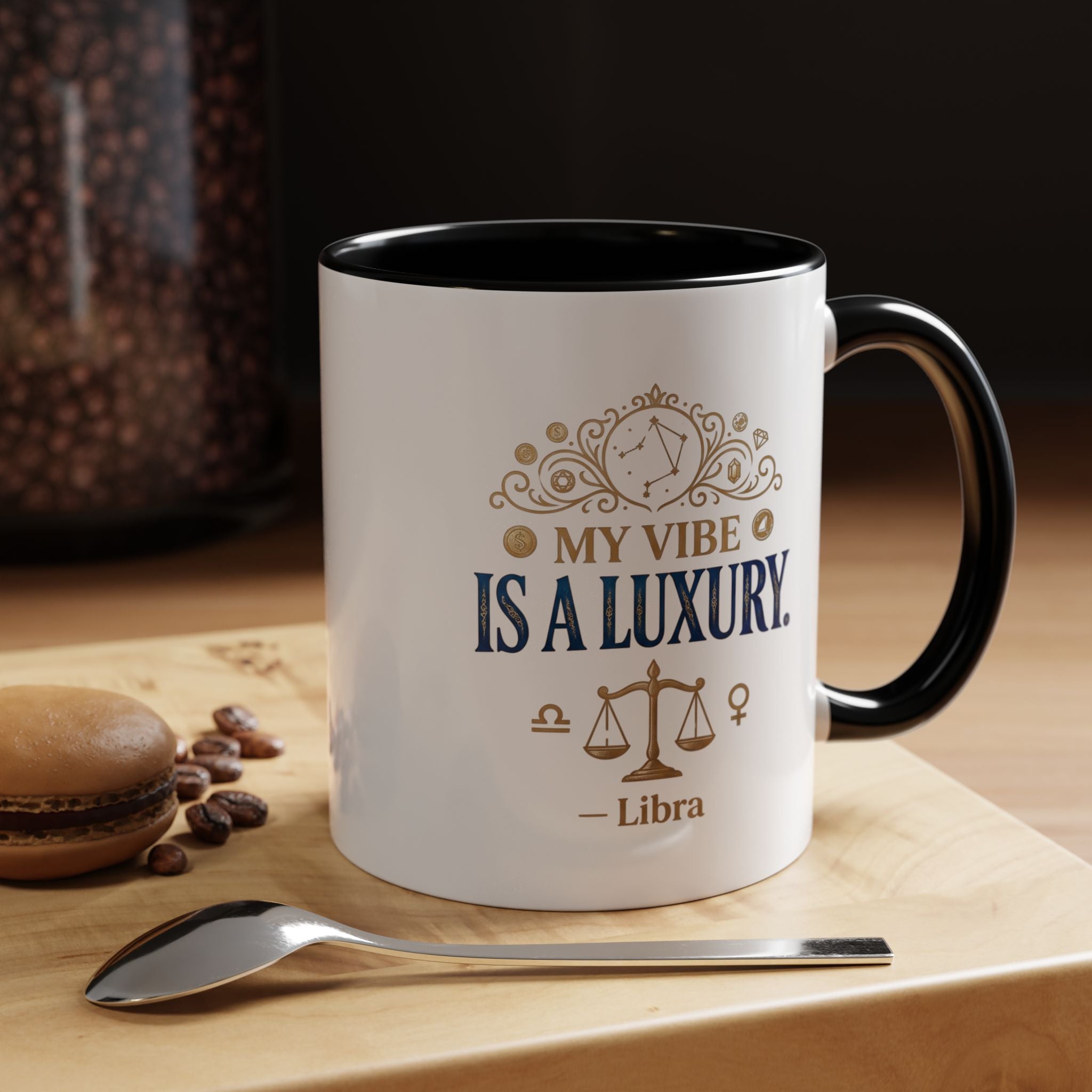 Libra Coffee Mug — "My Vibe Is A Luxury" Zodiac Accent Mug