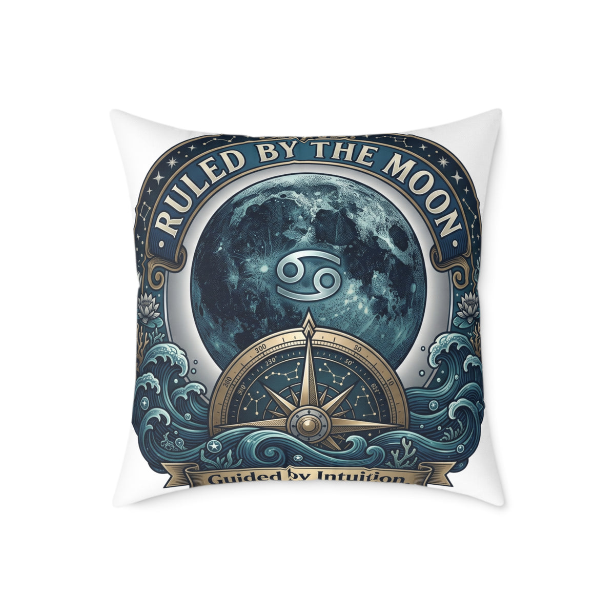 Cancer Zodiac Pillow Ruled By The Moon, Guided By Intuition Square Poly Canvas Pillow