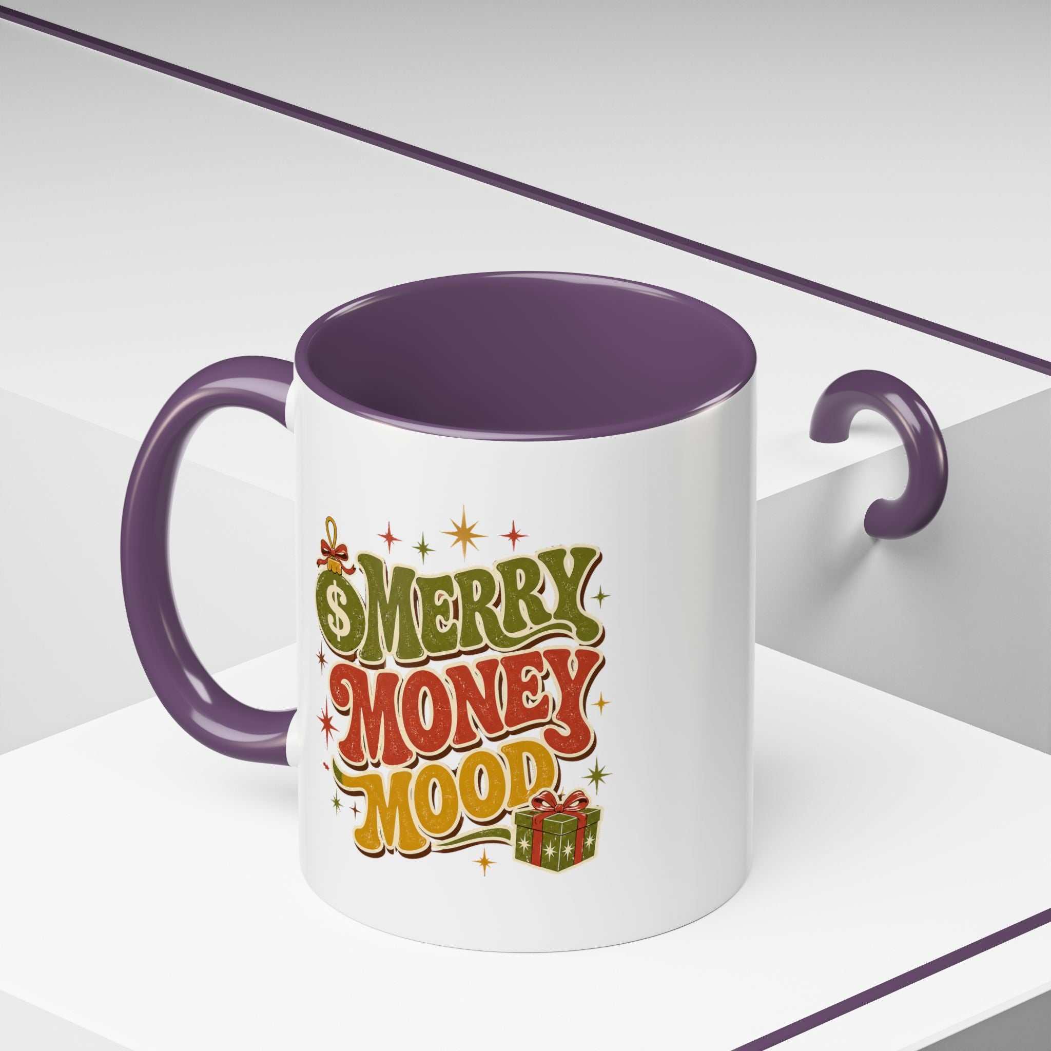 Modern Day Christmas Merry Money Mood Coffee Mug – Holiday Retro Gift Mug