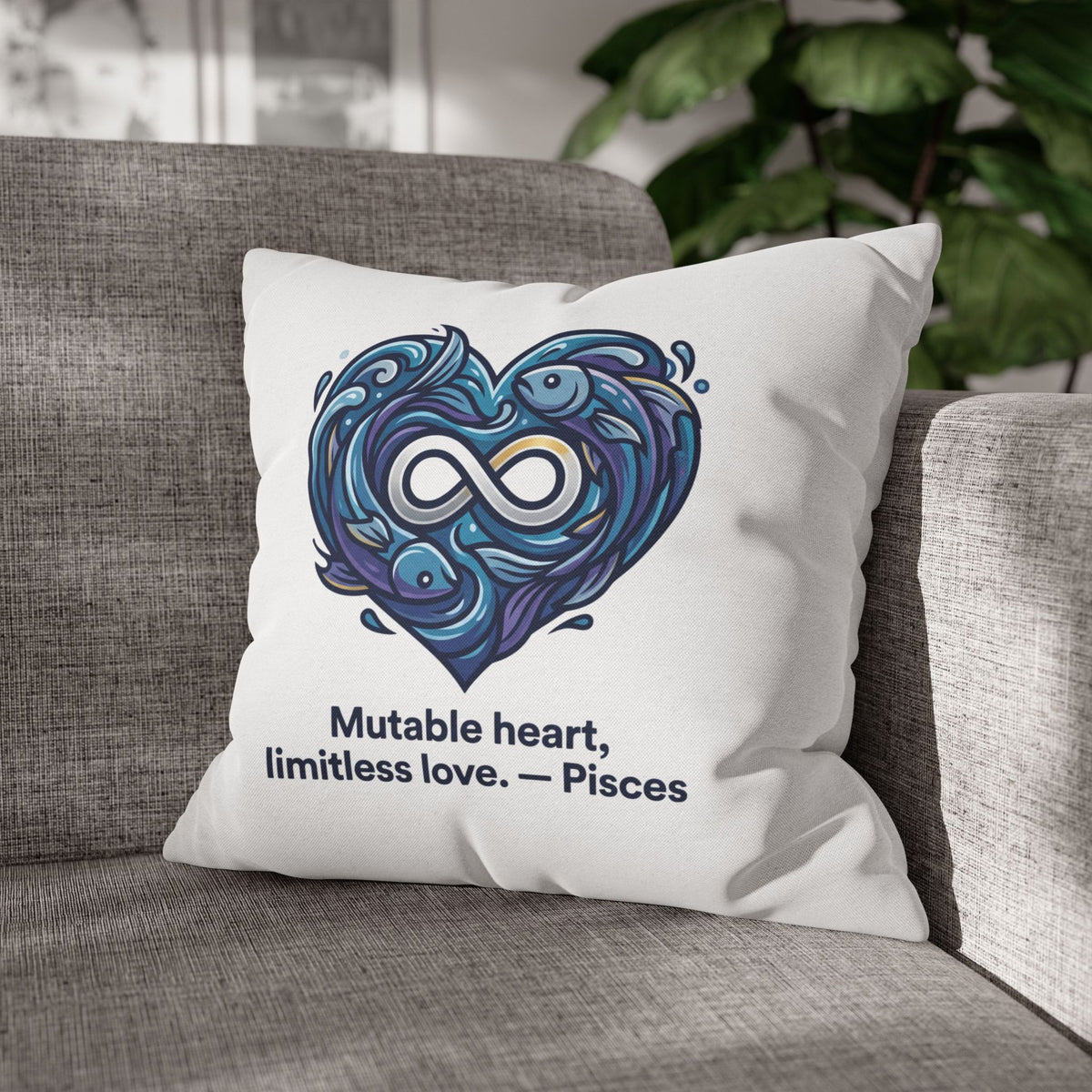 Pisces Infinity Heart Pillowcase — "Mutable heart, limitless love."