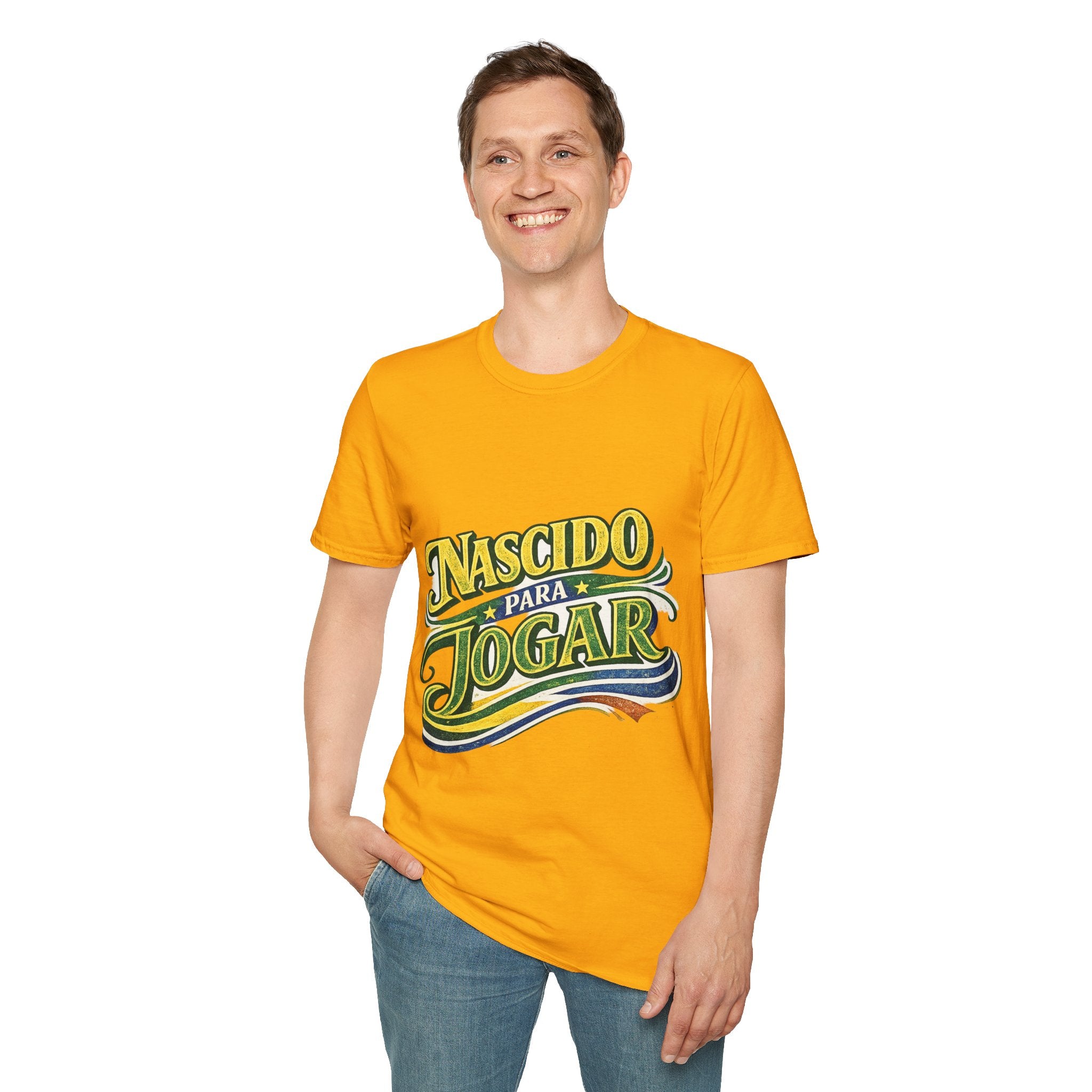 Brazil T‑Shirt — Nascido Para Jogar Vintage Brazilian Soccer Graphic Tee