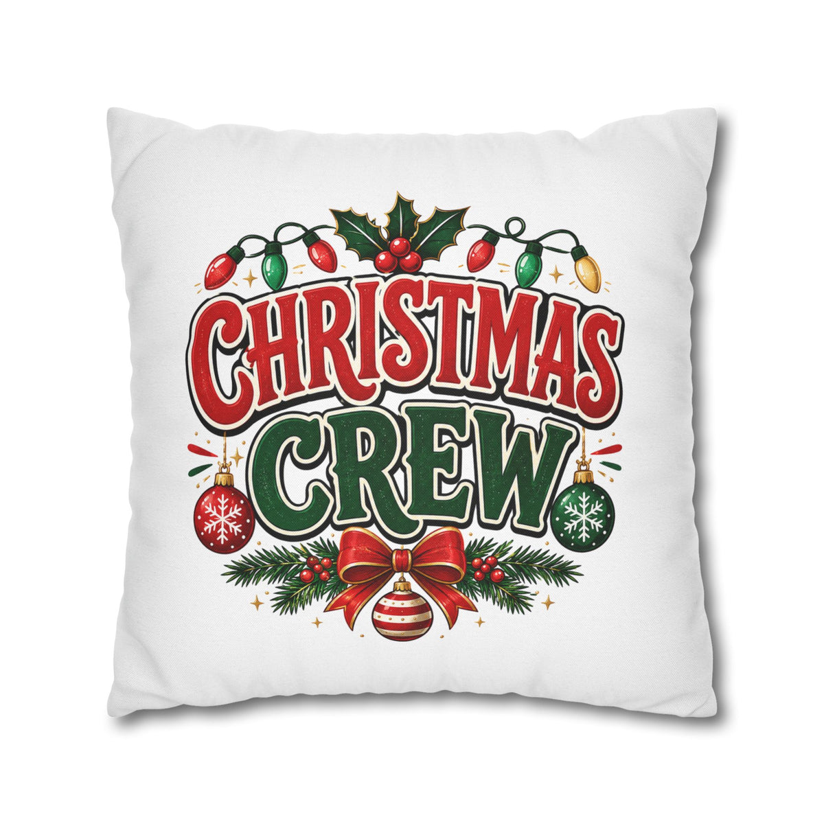 Christmas Crew Holiday Throw Pillowcase — Festive Decorative Cushion Cover