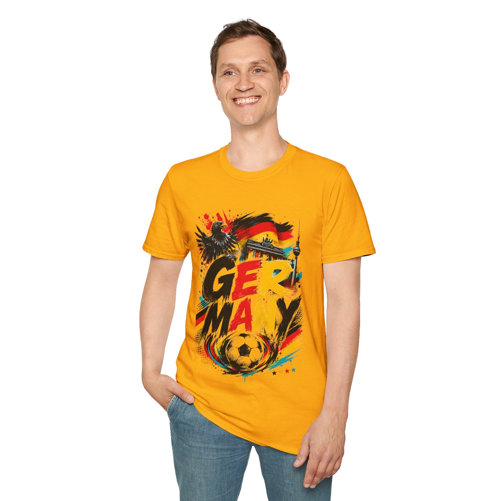 Germany Soccer Graphic T‑Shirt — Flag, Eagle & Brandenburger Tor Design