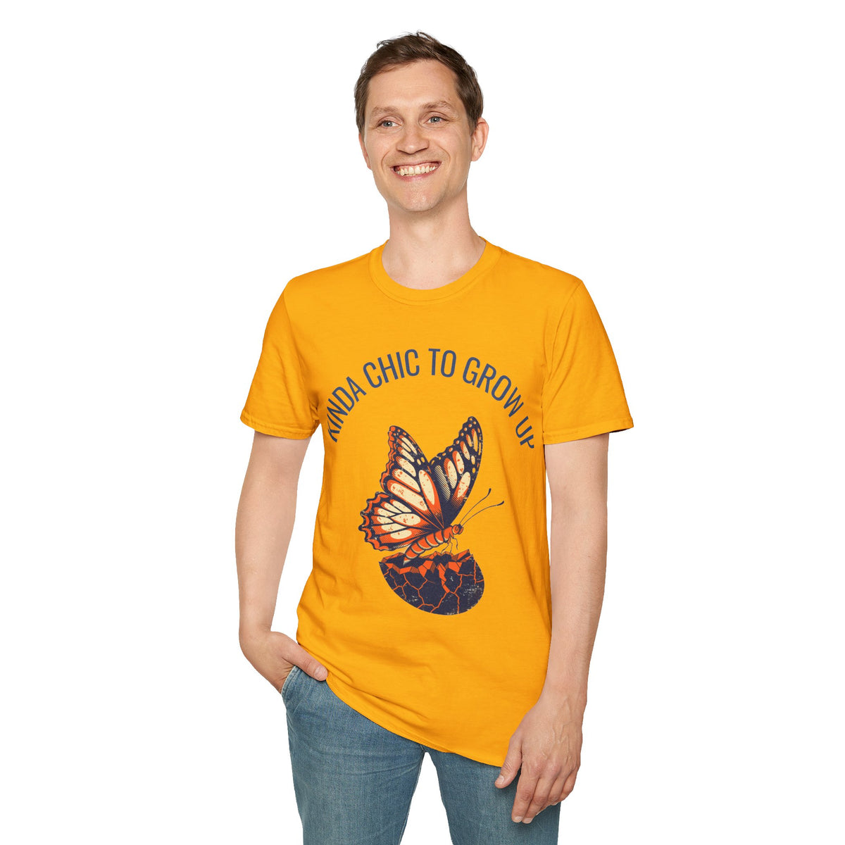 "Kinda Chic To Grow Up" Monarch Butterfly Graphic Tee - Aesthetic Inspirational White T-Shirt - Trending Now - September 2026