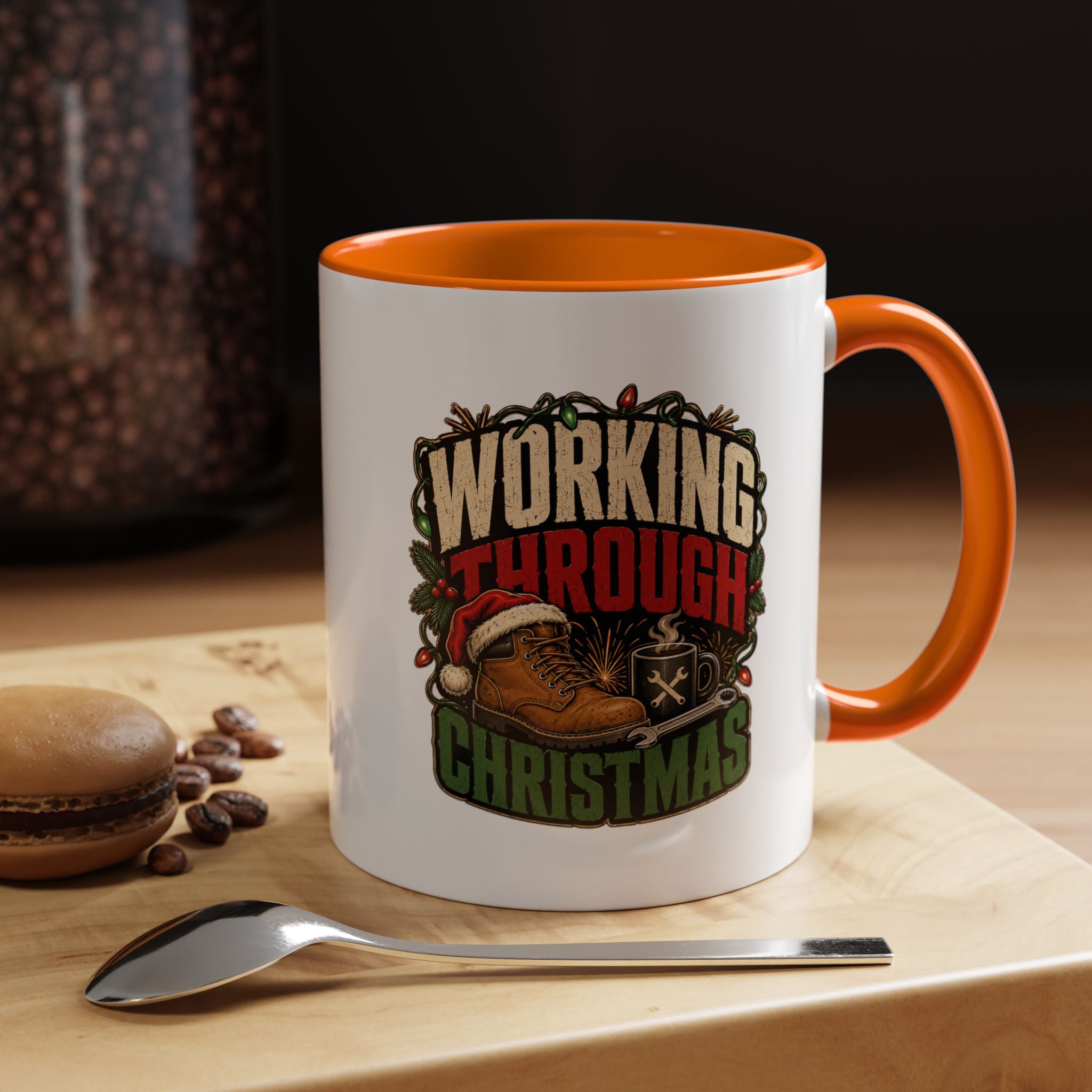 Modern Day Christmas Working Through Christmas Coffee Mug — Funny Holiday Work & Overtime Gift