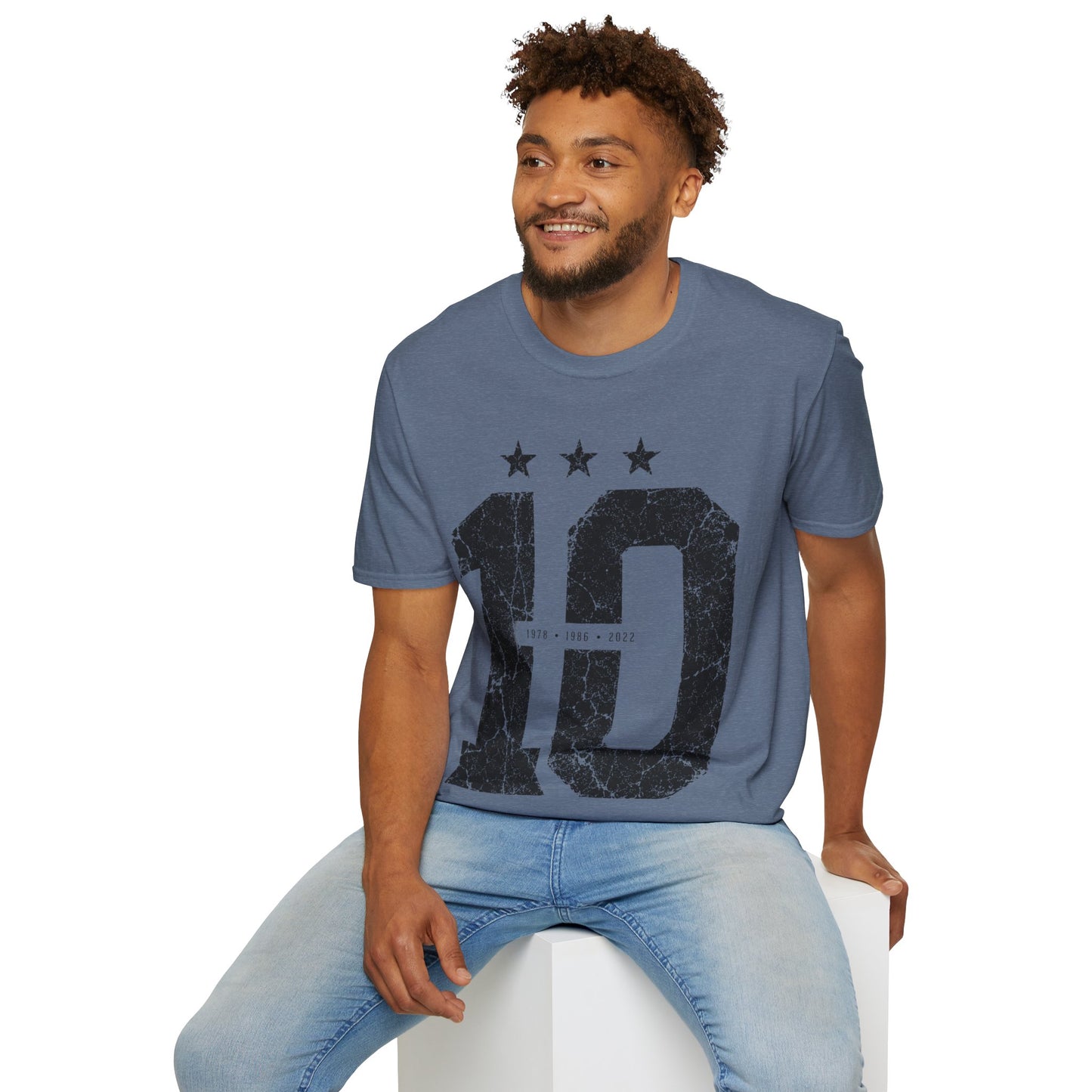 Vintage Argentina Worldcup winning No. 10 Jersey T-Shirt — Distressed Number Tee with Three Stars