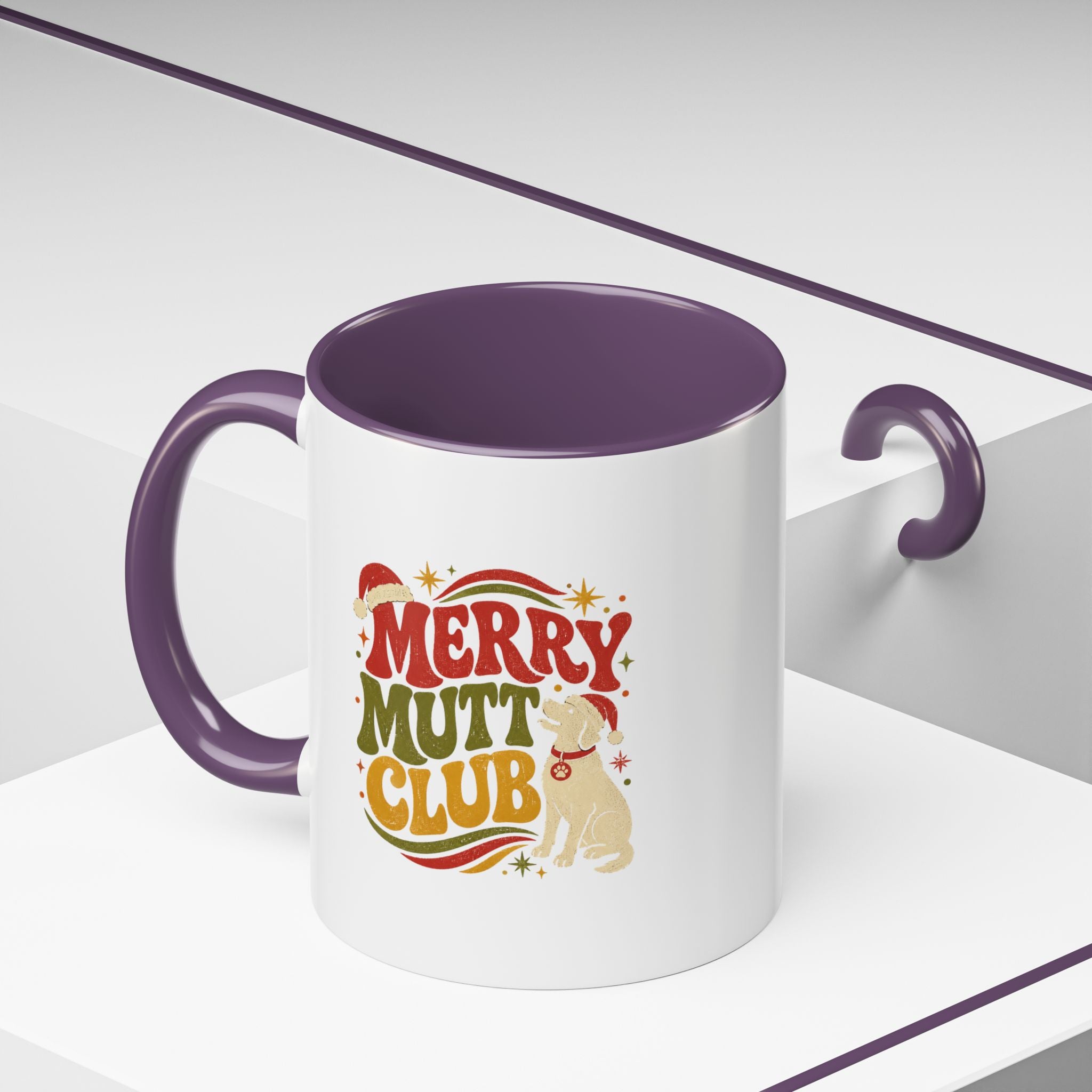 Modern Day Christmas Merry Mutt Club Accent Coffee Mug — Festive Dog Lover Holiday Gift