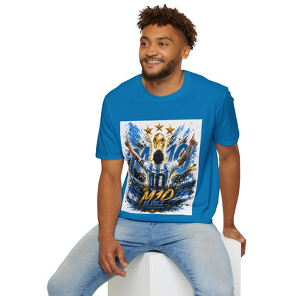 Argentna  Soccer M10 Champion T-Shirt — Gold Trophy & Stars Football Fan Tee