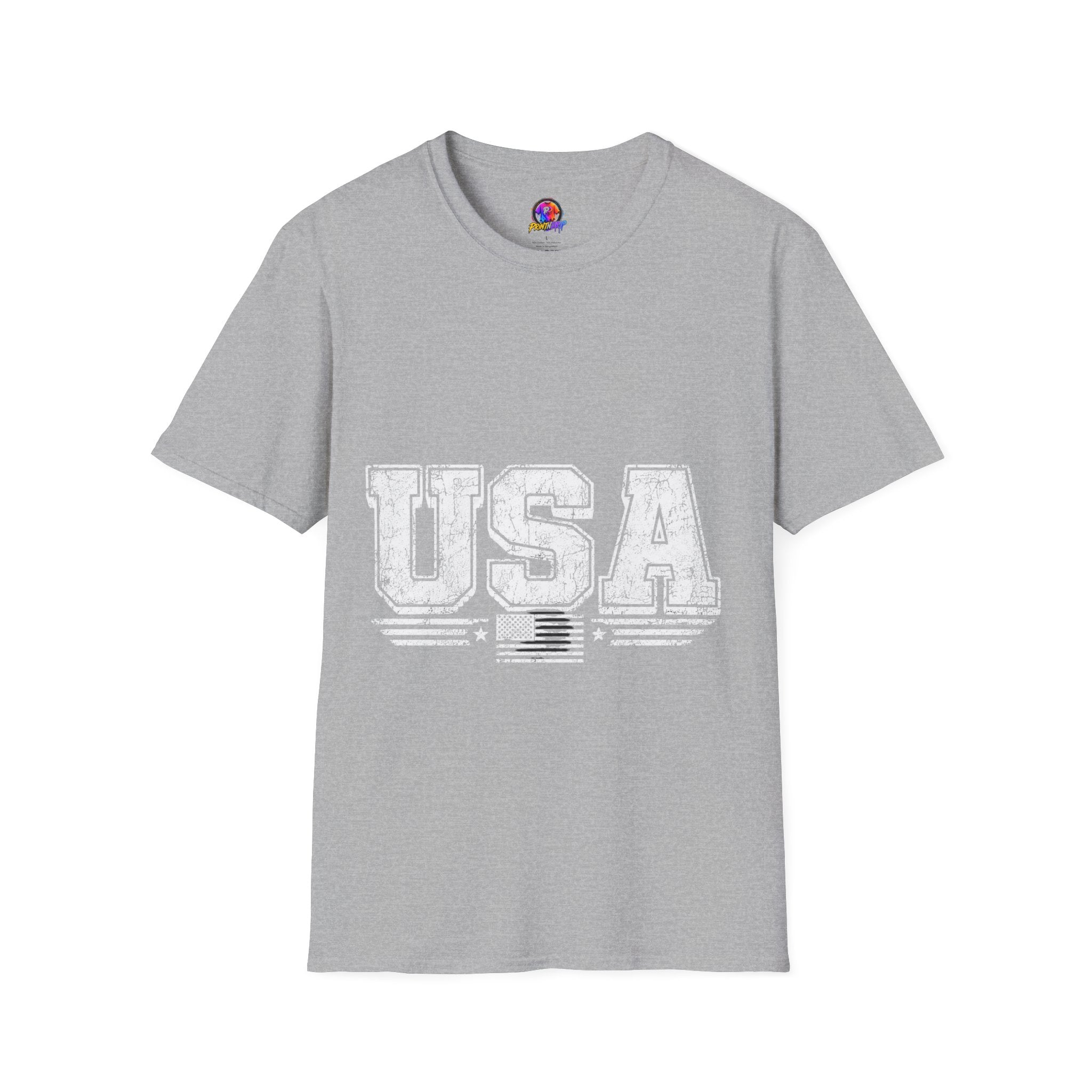 USA Vintage Block T-Shirt — Patriotic Americana Graphic Tee