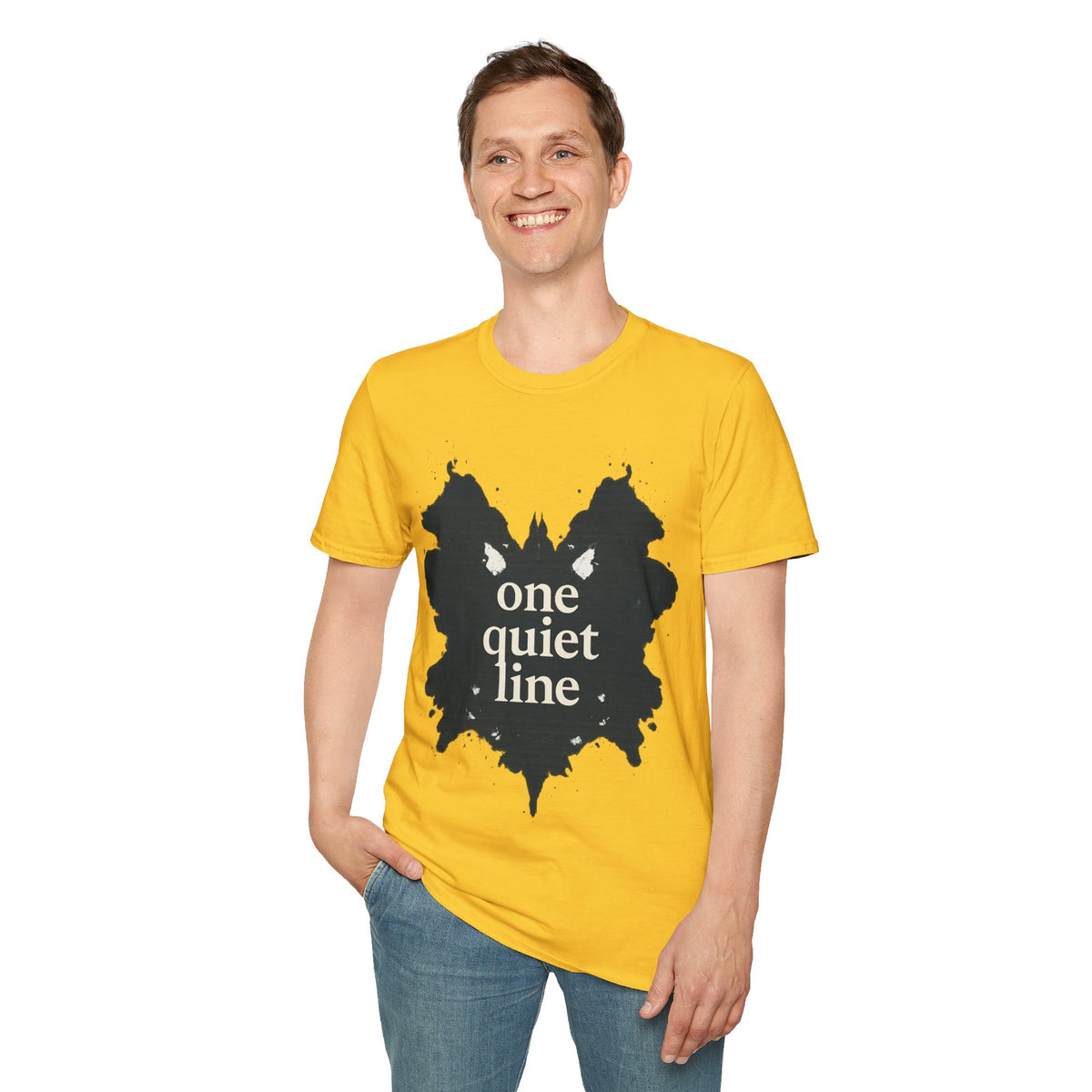 One Quiet Line Distressed Shield Badge T-Shirt, Minimalist Retro Typographic Tee - Trending Now - September 2026