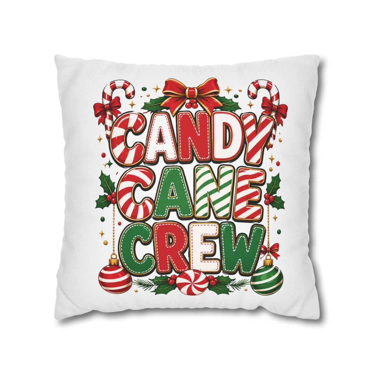Christmas Candy Cane Crew Holiday Pillowcase — Festive Christmas Decorative Throw