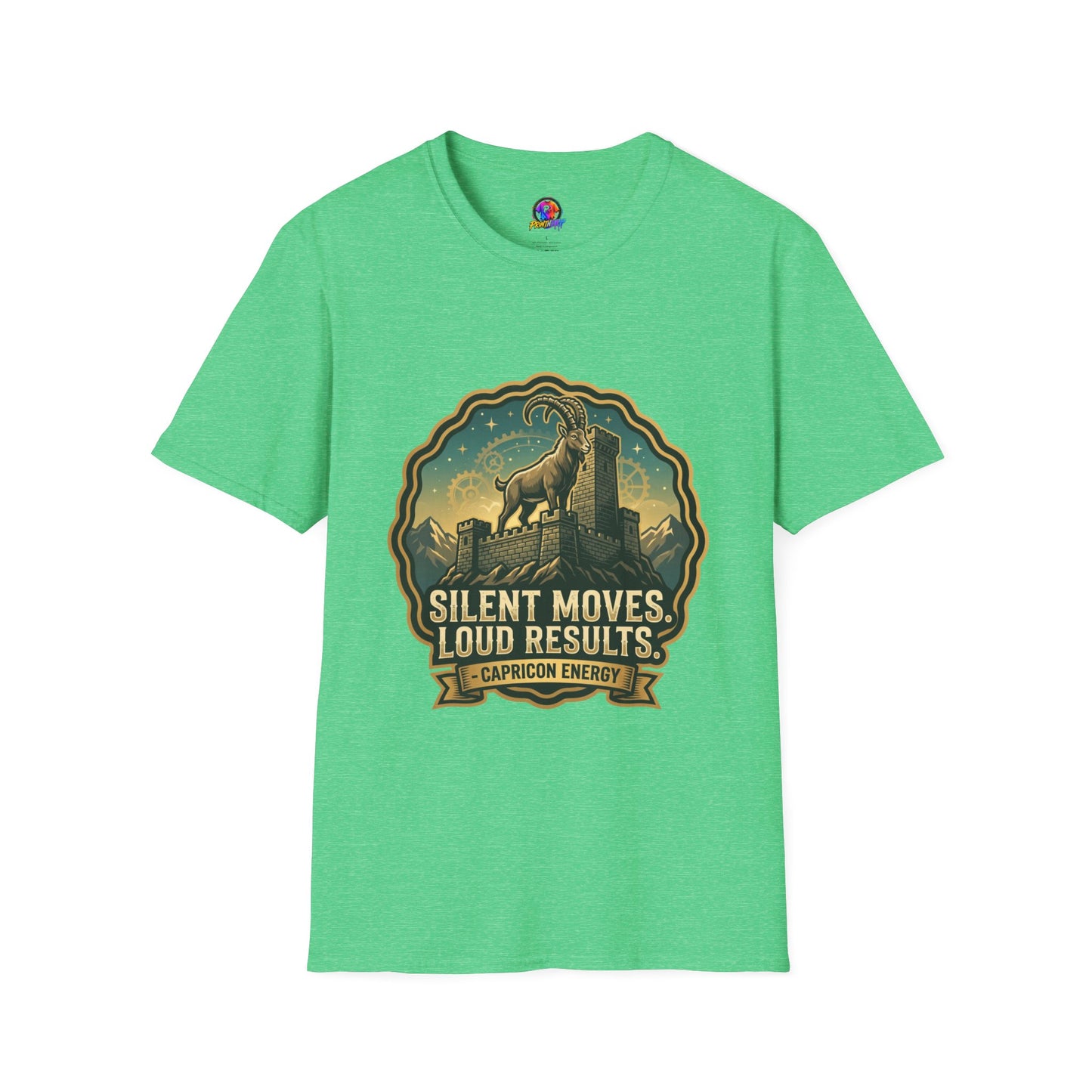 Silent Moves, Loud Results Goat Graphic Tee — Motivational Mountain Goat Shirt