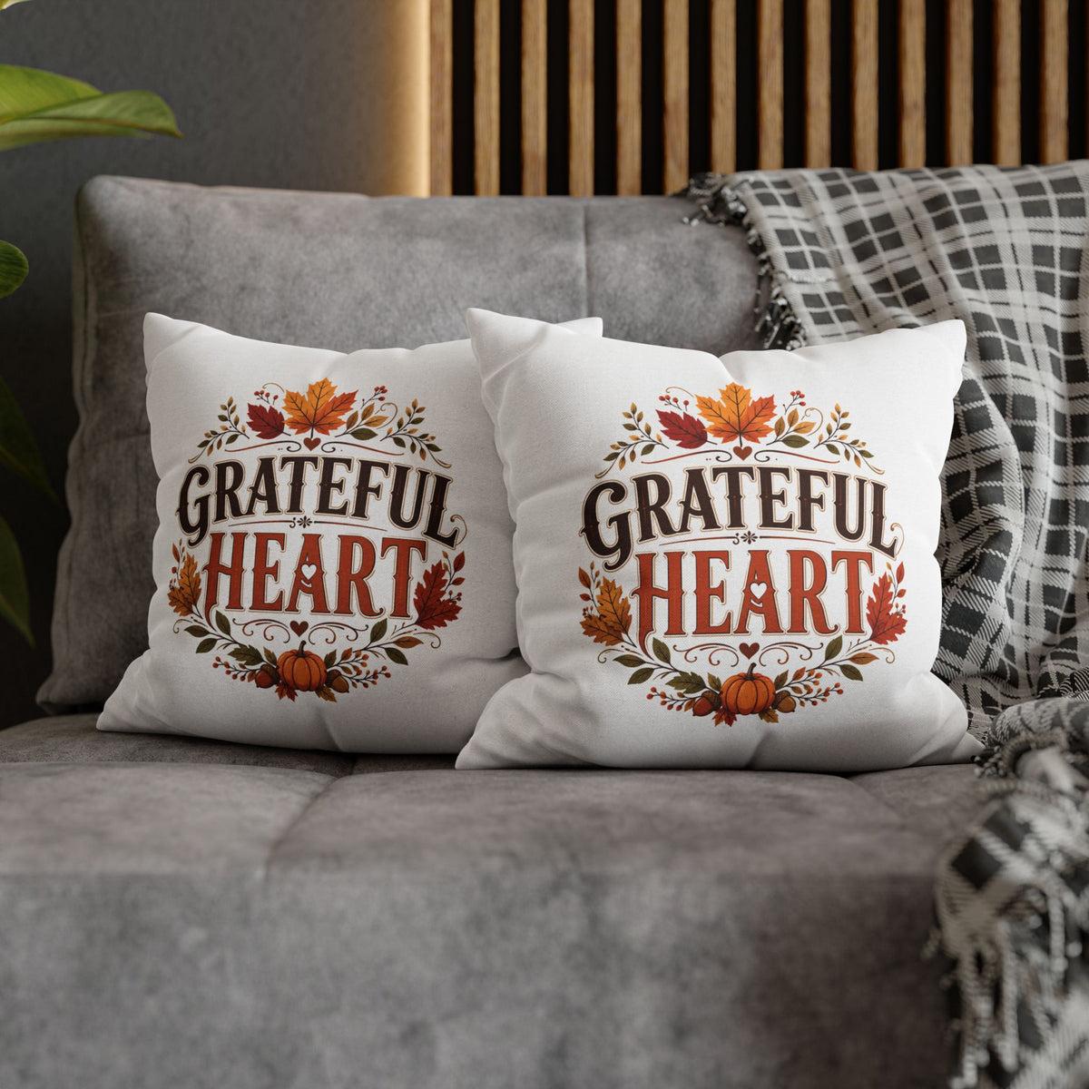 Thanksgiving Grateful Heart Fall Pillowcase - Thanksgiving Autumn Decorative Throw Cover
