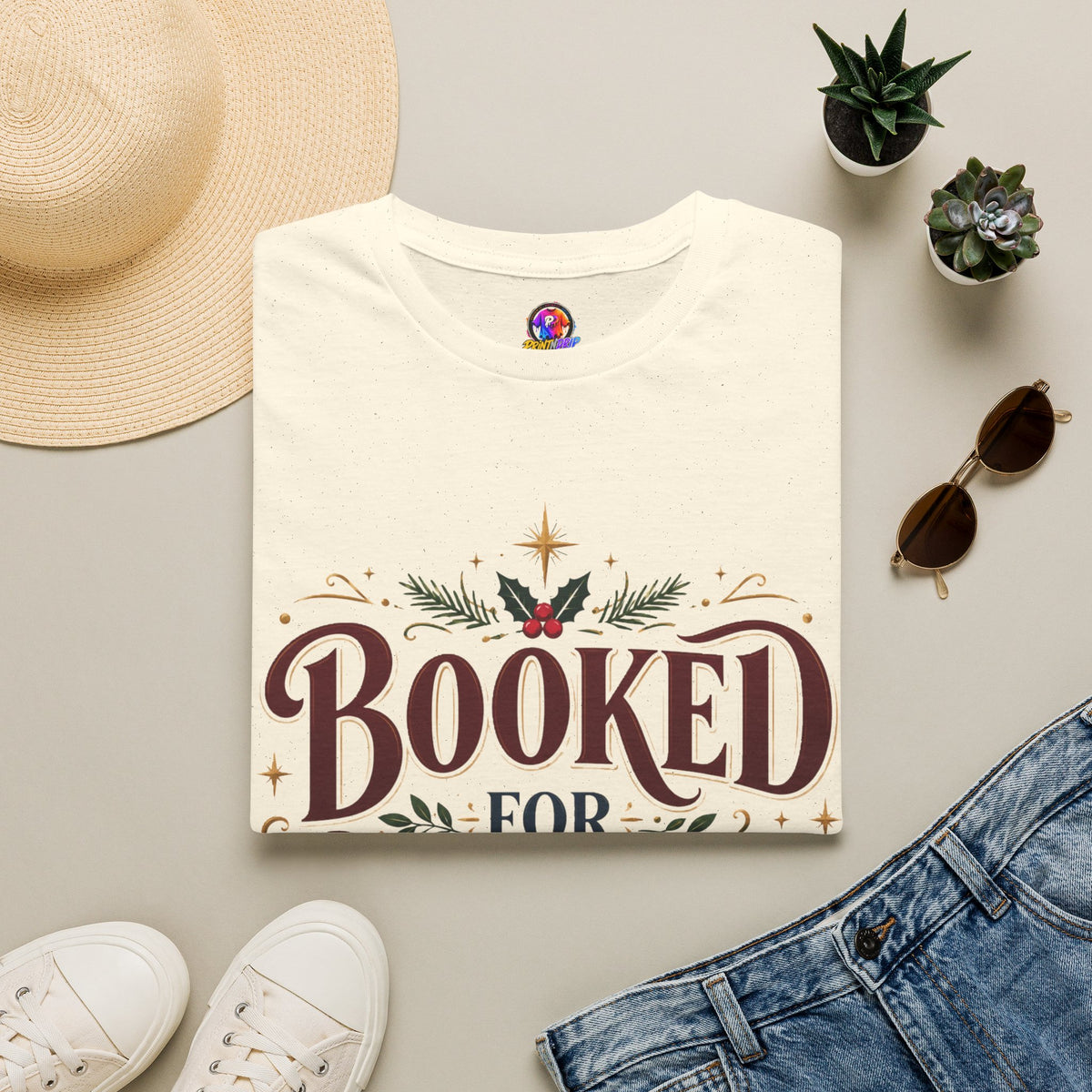 T-Shirt — "Booked for Christmas" Literary Holiday Tee