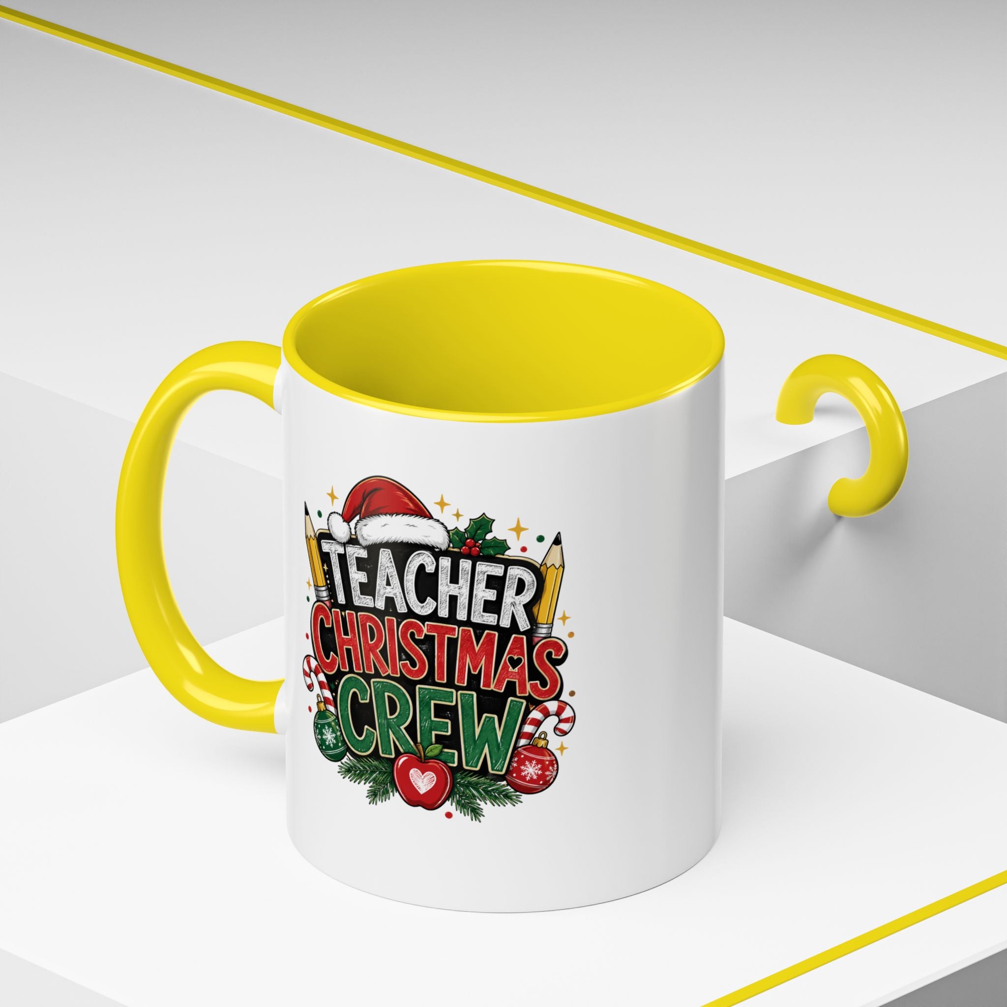 Teacher Christmas Crew Accent Coffee Mug – Holiday Teacher Gift
