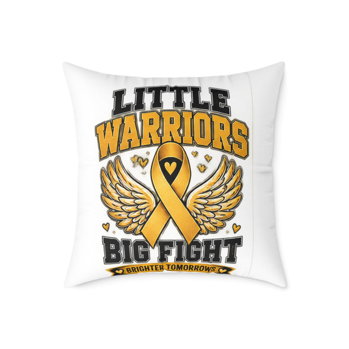 Child Cancer Awareness Pillow – "Little Warriors Big Fight" Square Throw Pillow