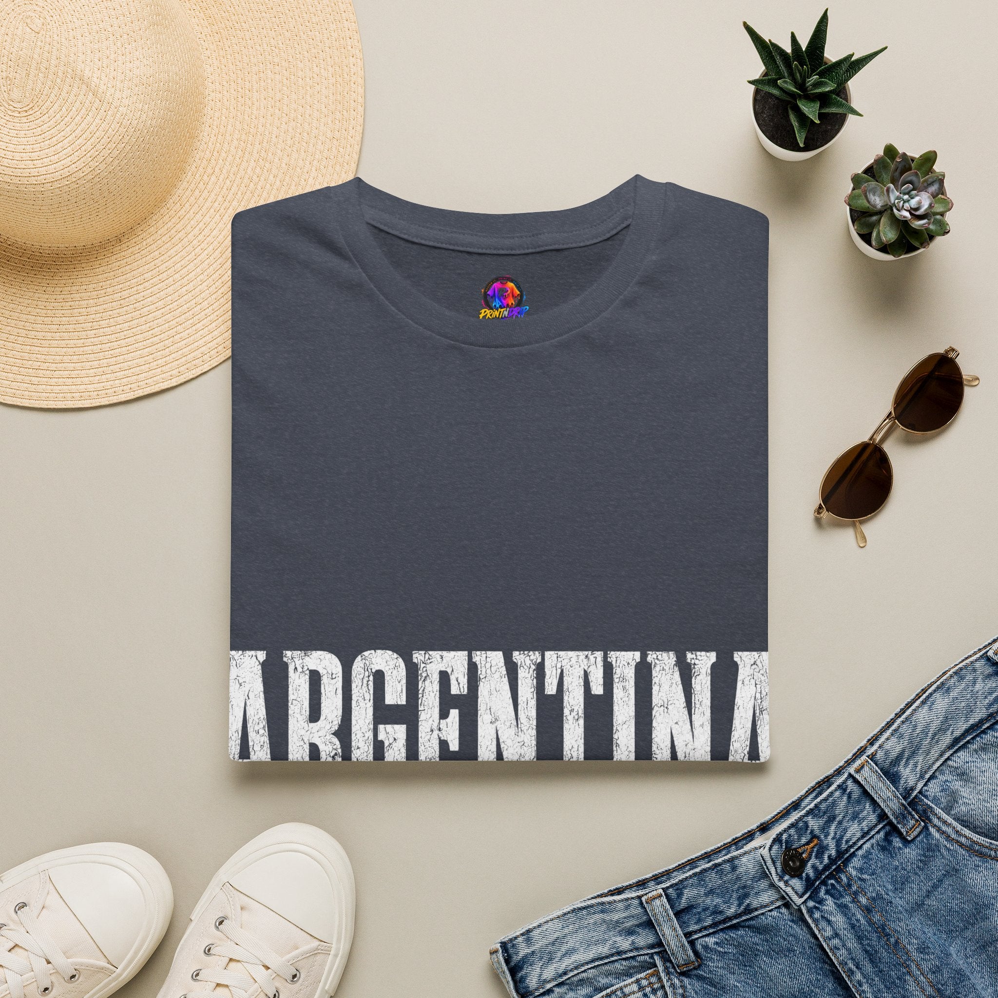 Argentina Graphic T-Shirt — Retro Flag Stripe Football Soccer Tee