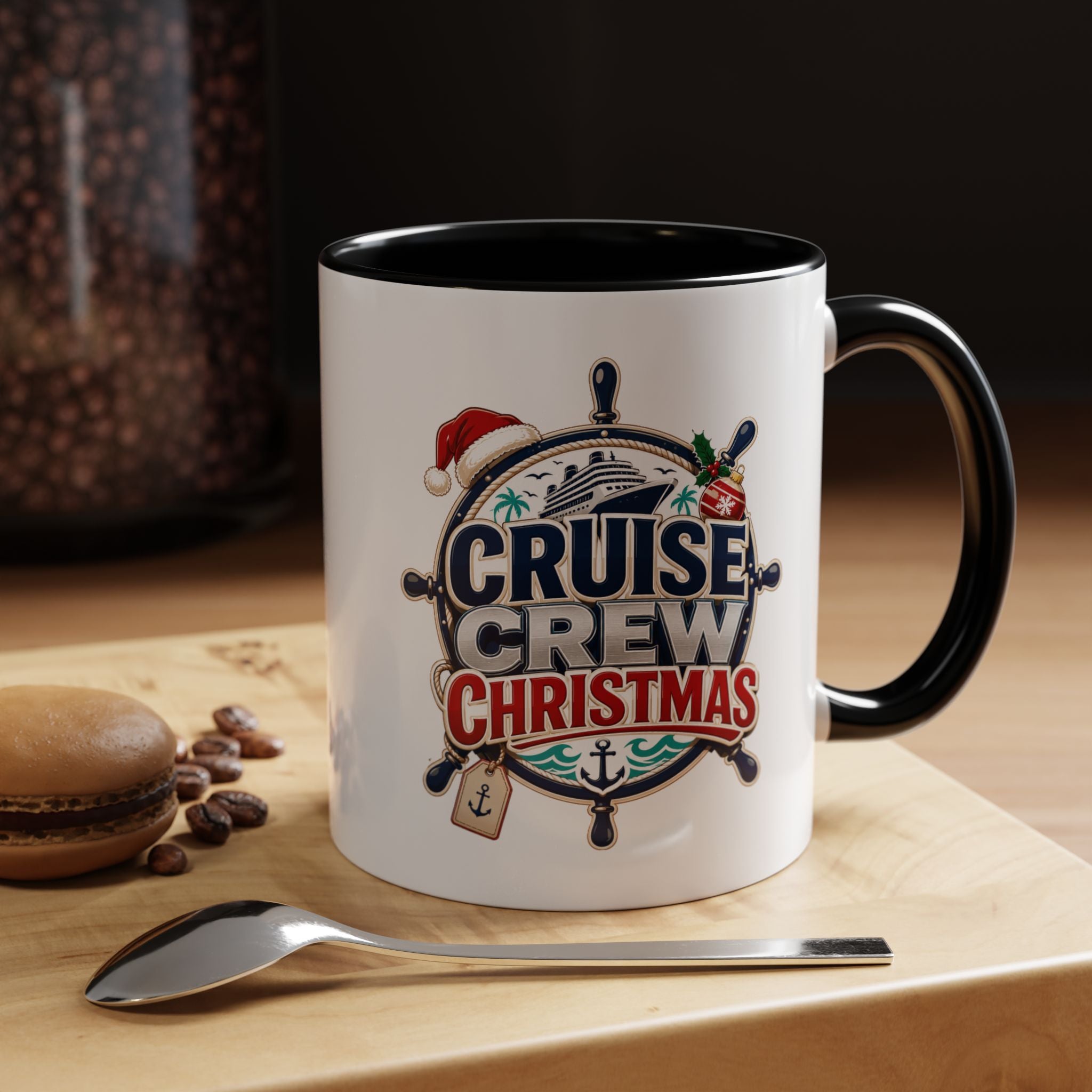 Modern Day Christmas  Cruise Crew Accent Coffee Mug - Holiday Nautical Travel Gift (11/15oz)