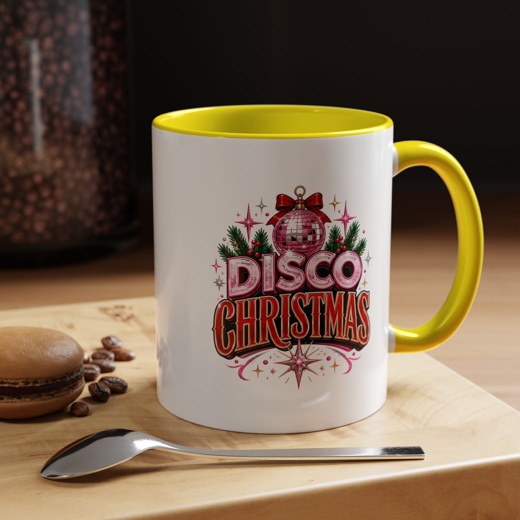 Disco Christmas Coffee Mug — Retro Holiday Disco Ball Christmas Tree Accent Mug