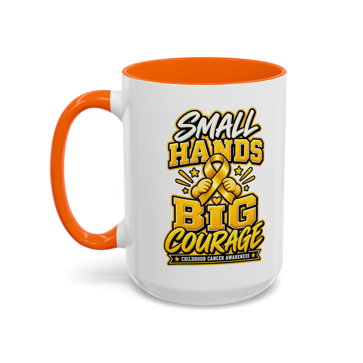 Coffee Mug - "Small Hands Big Courage" Childhood Cancer Awareness Accent Mug