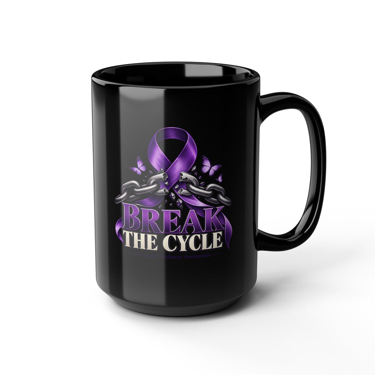 Break the Cycle Mug — Purple Domestic Violence Awareness Ribbon Coffee Cup (11oz & 15oz)