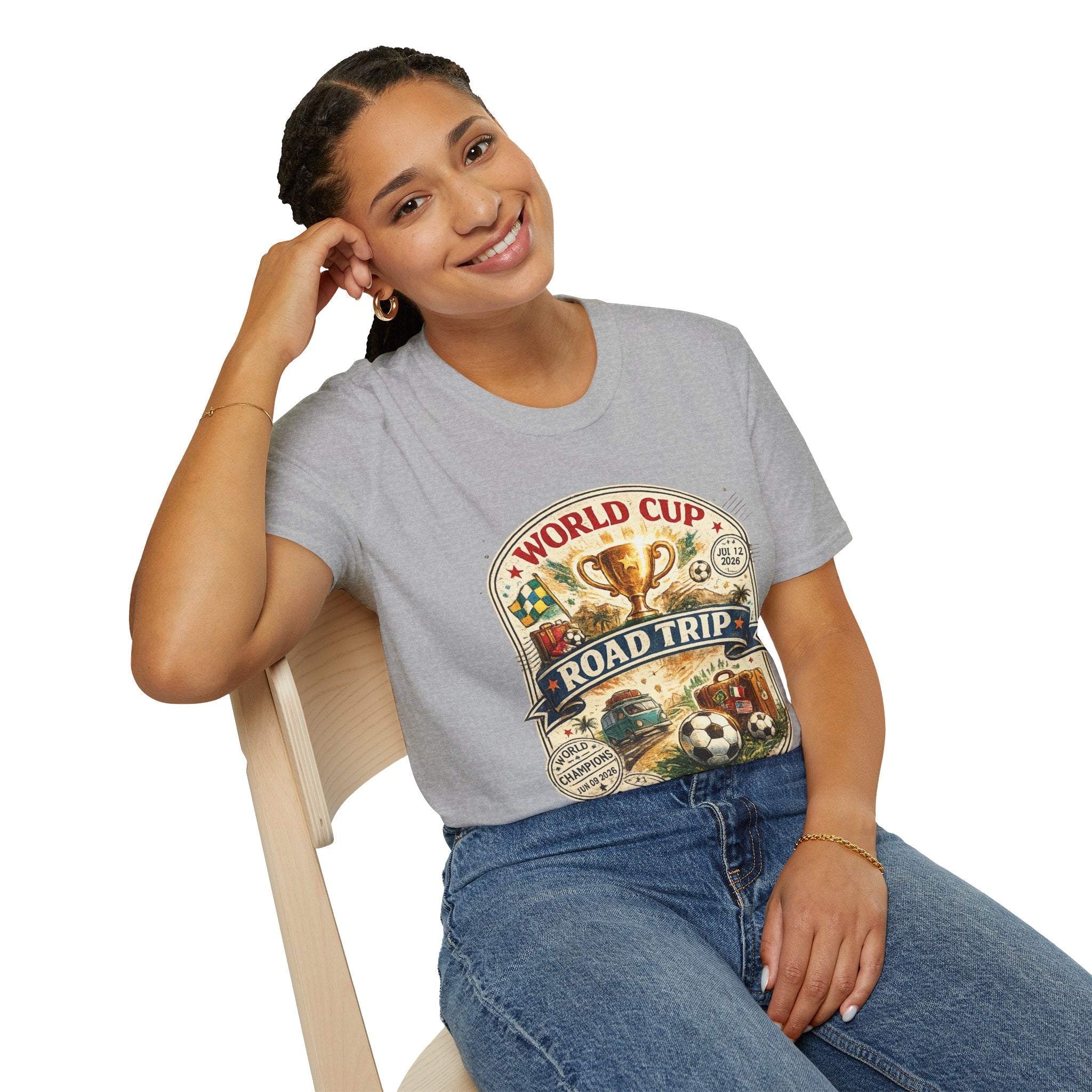 World Cup Road Trip T-Shirt — Vintage Soccer Trophy Design