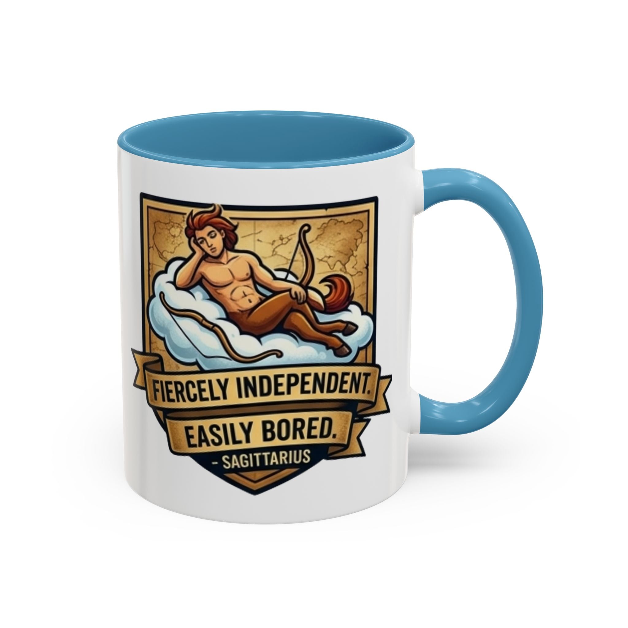 Sagittarius Coffee Mug — "Fiercely Independent, Easily Bored" Zodiac Accent Mug (11/15 oz)