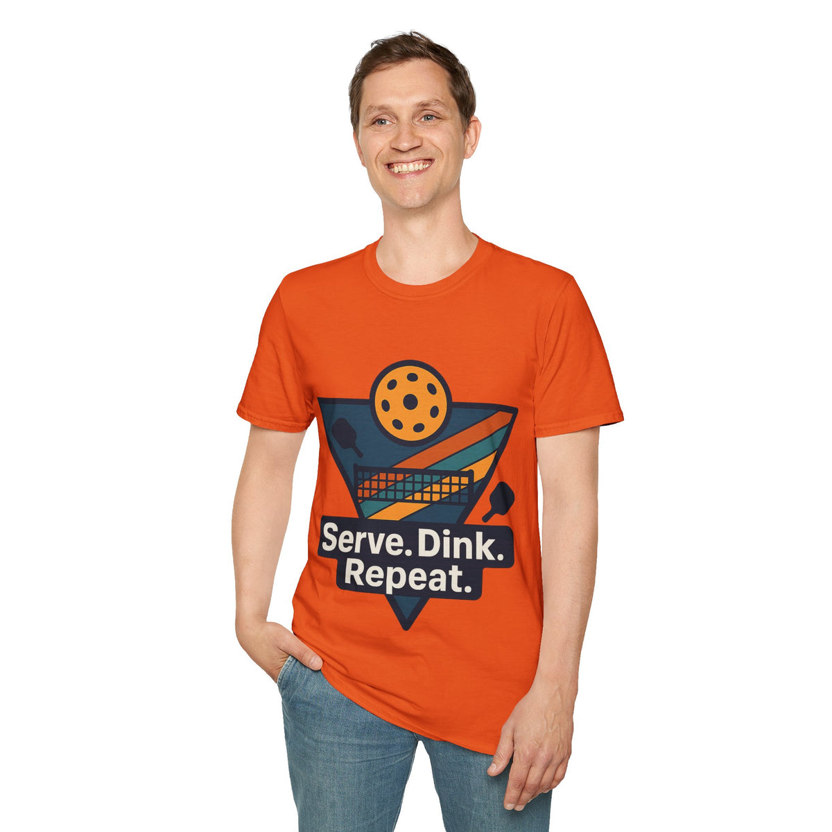 Pickleball T-Shirt — Retro Paddle & Ball Design with “Serve. Dink. Repeat.” Slogan - Trending Now - August 2026