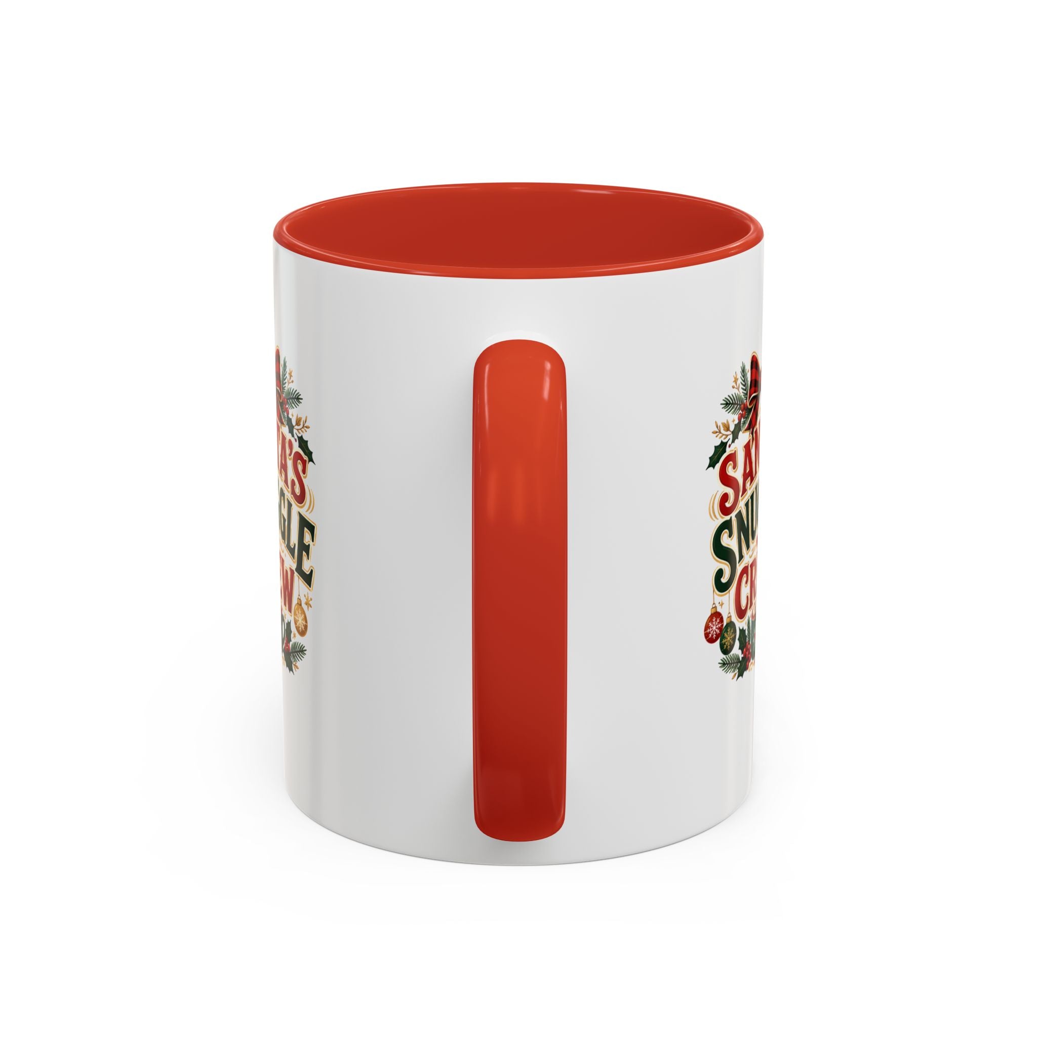 Santa’s Snuggle Crew Accent Coffee Mug — Holiday Christmas Cocoa Cup