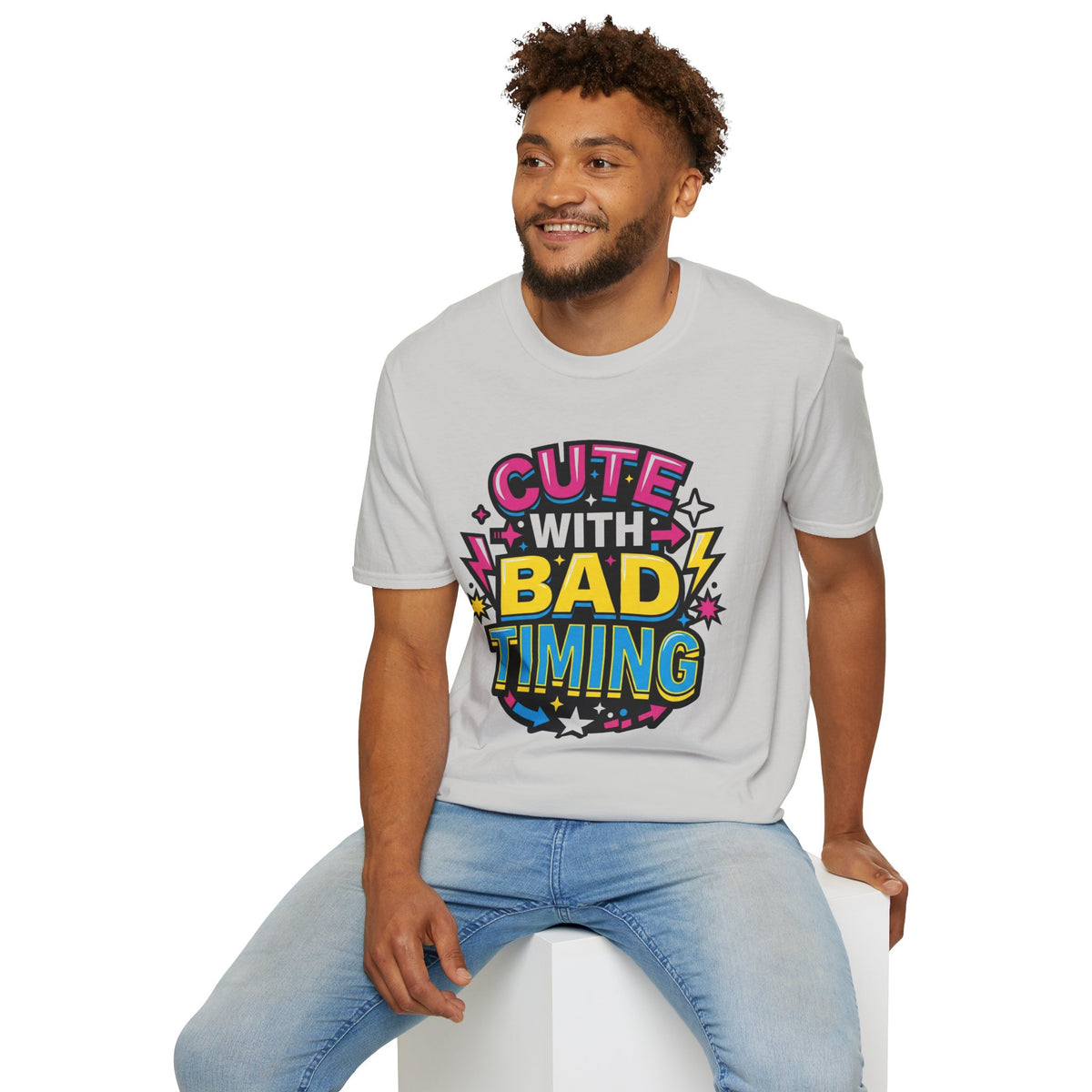 Cute But Bad Timing Graphic T-Shirt — Funny Retro Rainbow Tee - Trending Now - August 2026