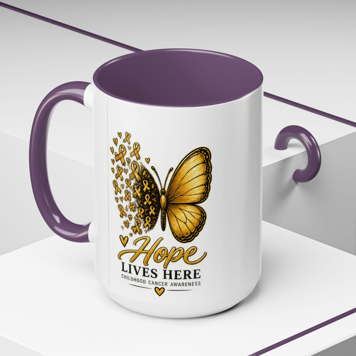 Hope Lives Here Childhood Cancer Awareness Accent Coffee Mug