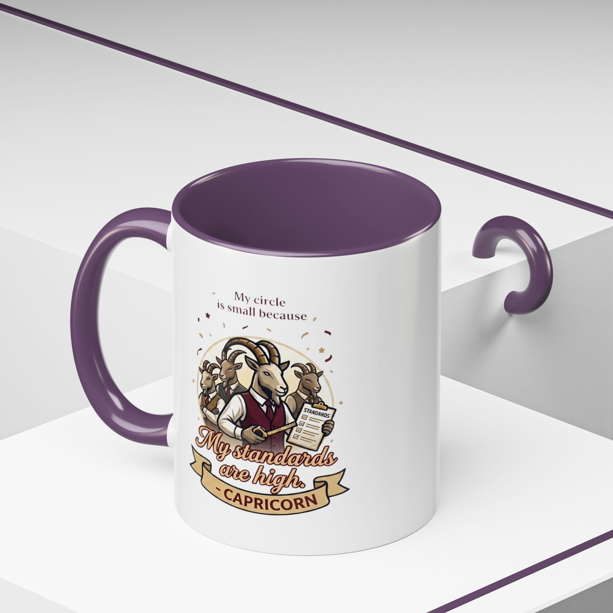 Capricorn Coffee Mug — "My Standards Are High" Zodiac Accent Mug (11/15oz)