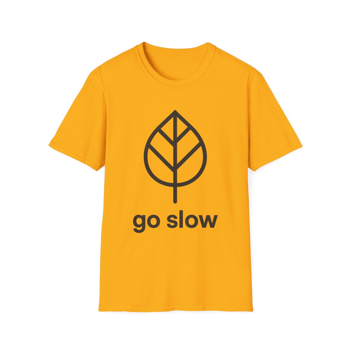 "Go Slow" Minimalist Leaf Graphic Tee - Aesthetic Slow Living Mindfulness White T-Shirt - Trending Now - September 2026