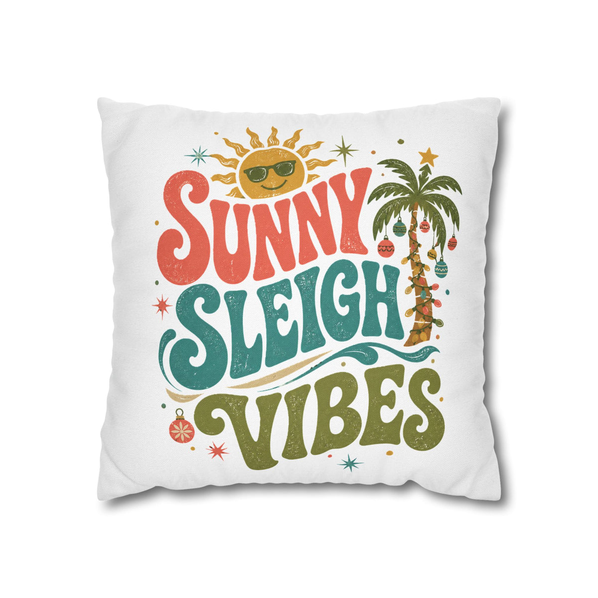 Sunny Sleigh Vibes Decorative Pillowcase Modern Day Christmas