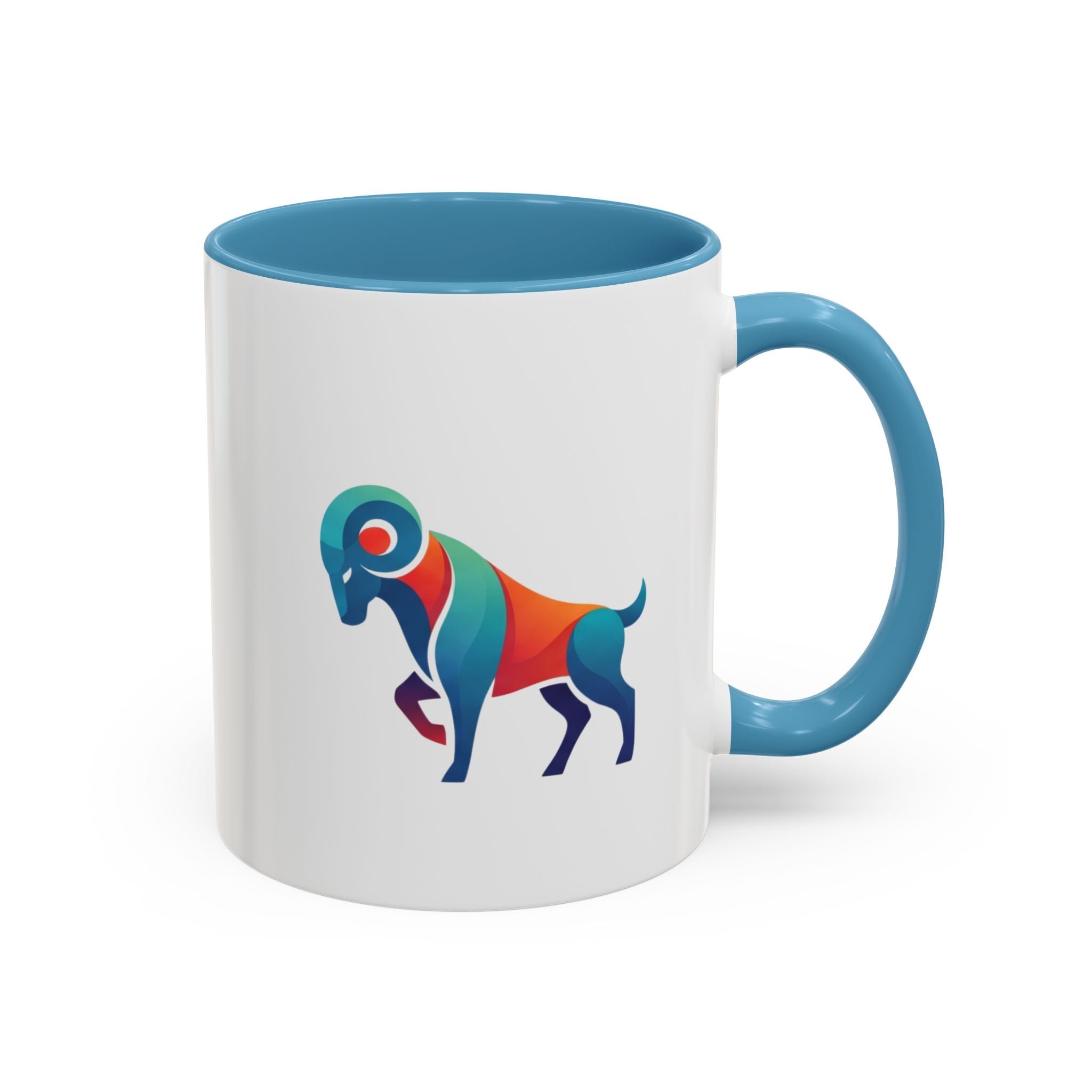 Colorful Ram Accent Coffee Mug — Geometric Zodiac Aries Design