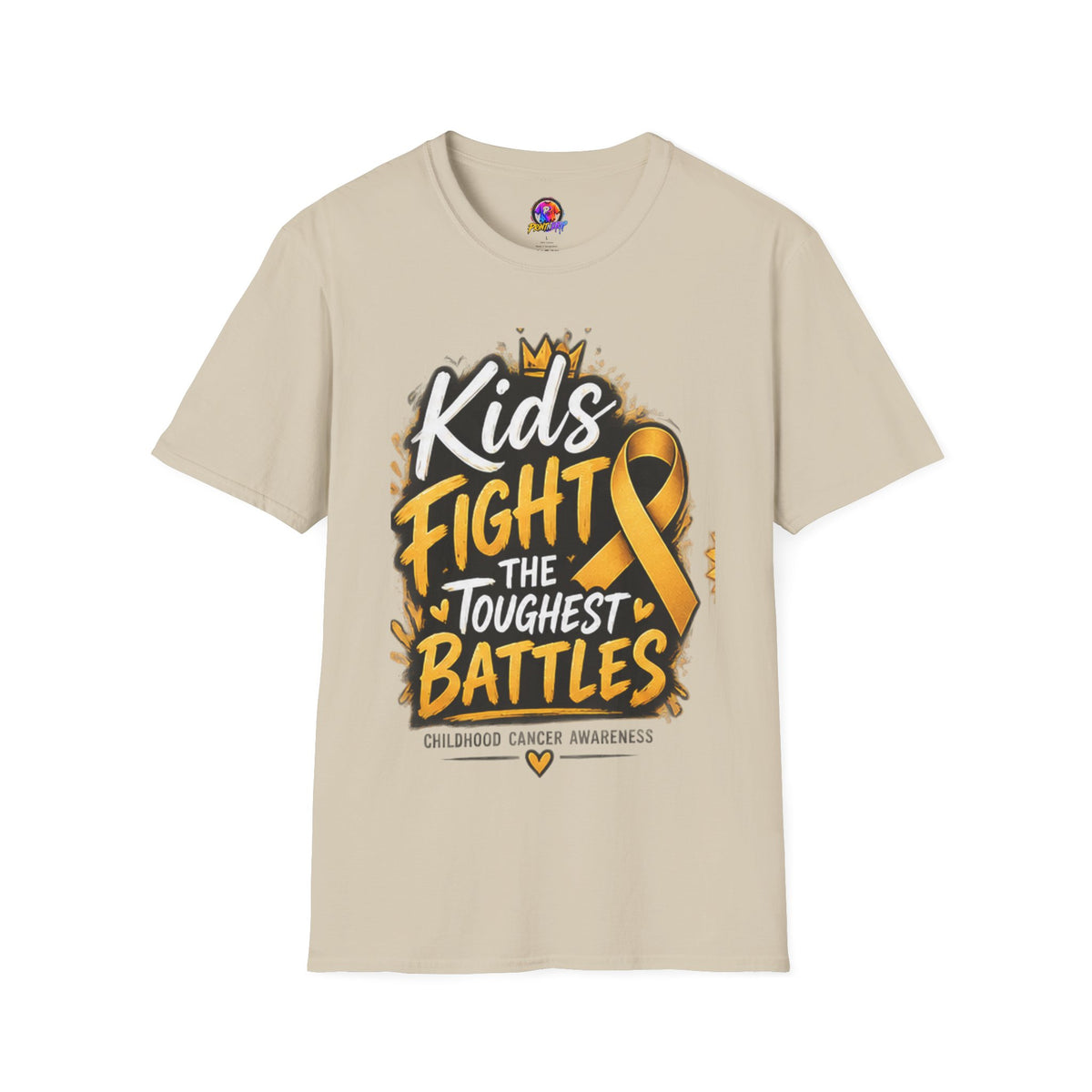 Childhood Cancer Awareness T-Shirt — "Kids Fight the Toughest Battles" Gold Ribbon
