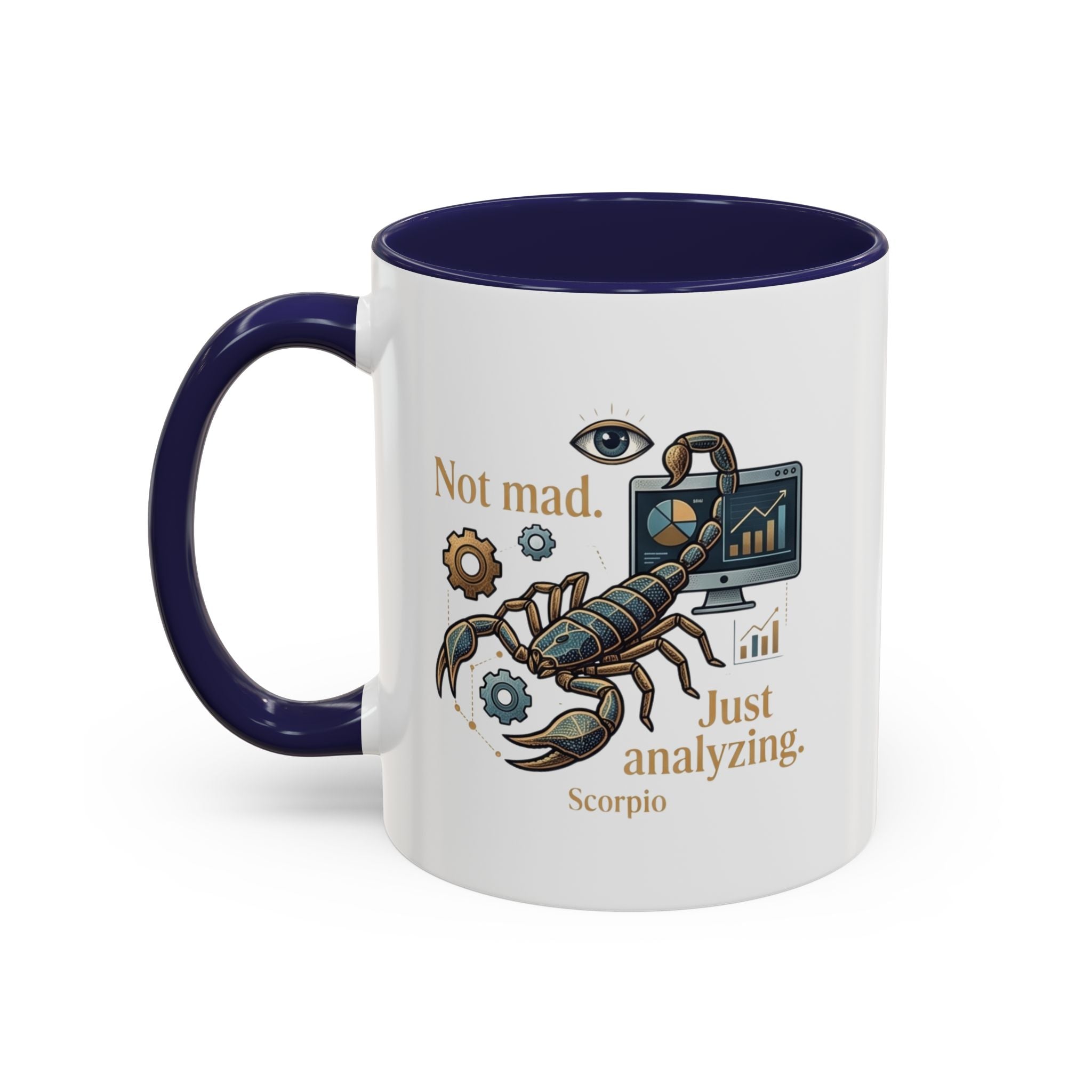 Scorpio Coffee Mug — "Not Mad. Just Analyzing." Accent 11/15oz