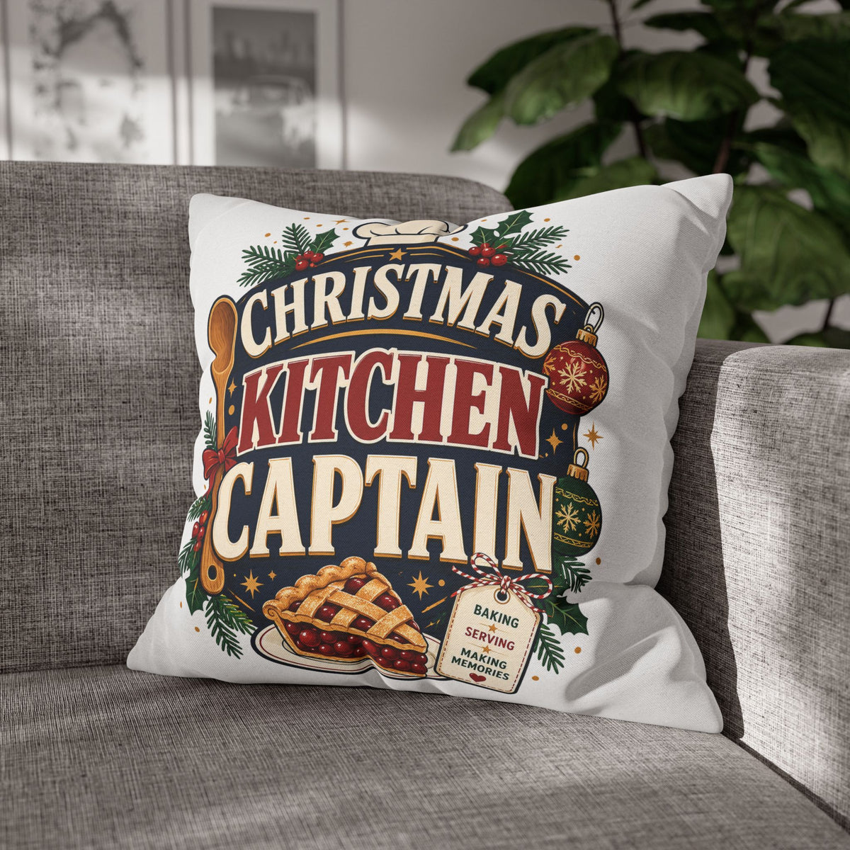 Christmas Kitchen Captain Pillowcase Modern Day Christmas  — Holiday Baking Decorative Throw Pillowcase