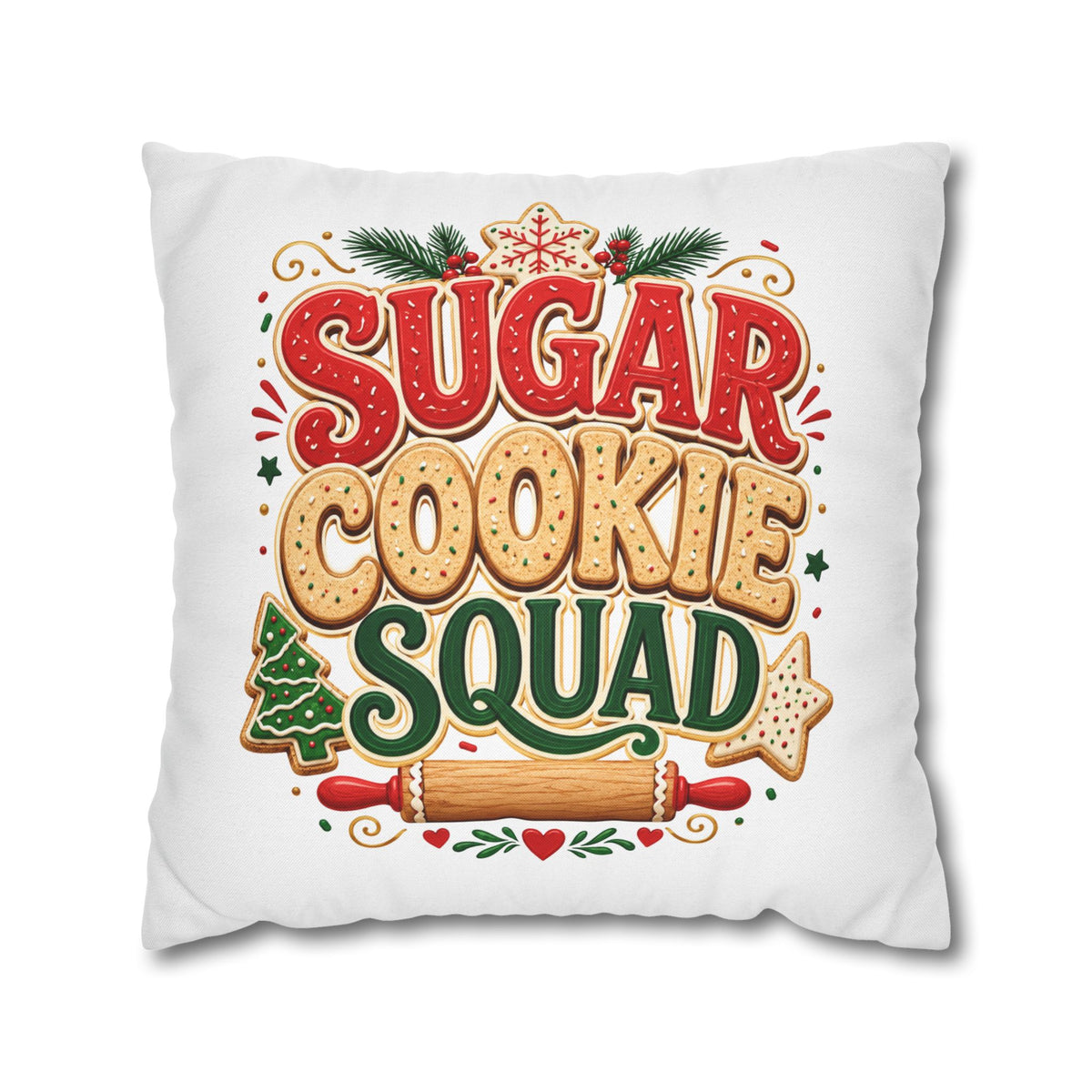 Christmas Sugar Cookie Squad Pillowcase – Festive Christmas Baking Decorative Throw Pillowcase