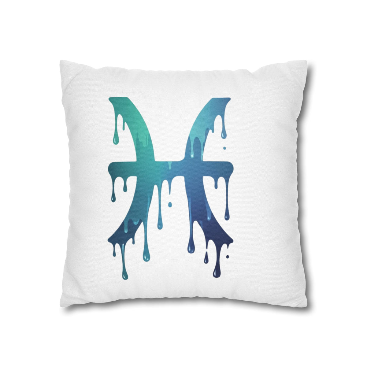 Pisces Drip Zodiac Pillowcase — Blue Gradient Astrological Accent