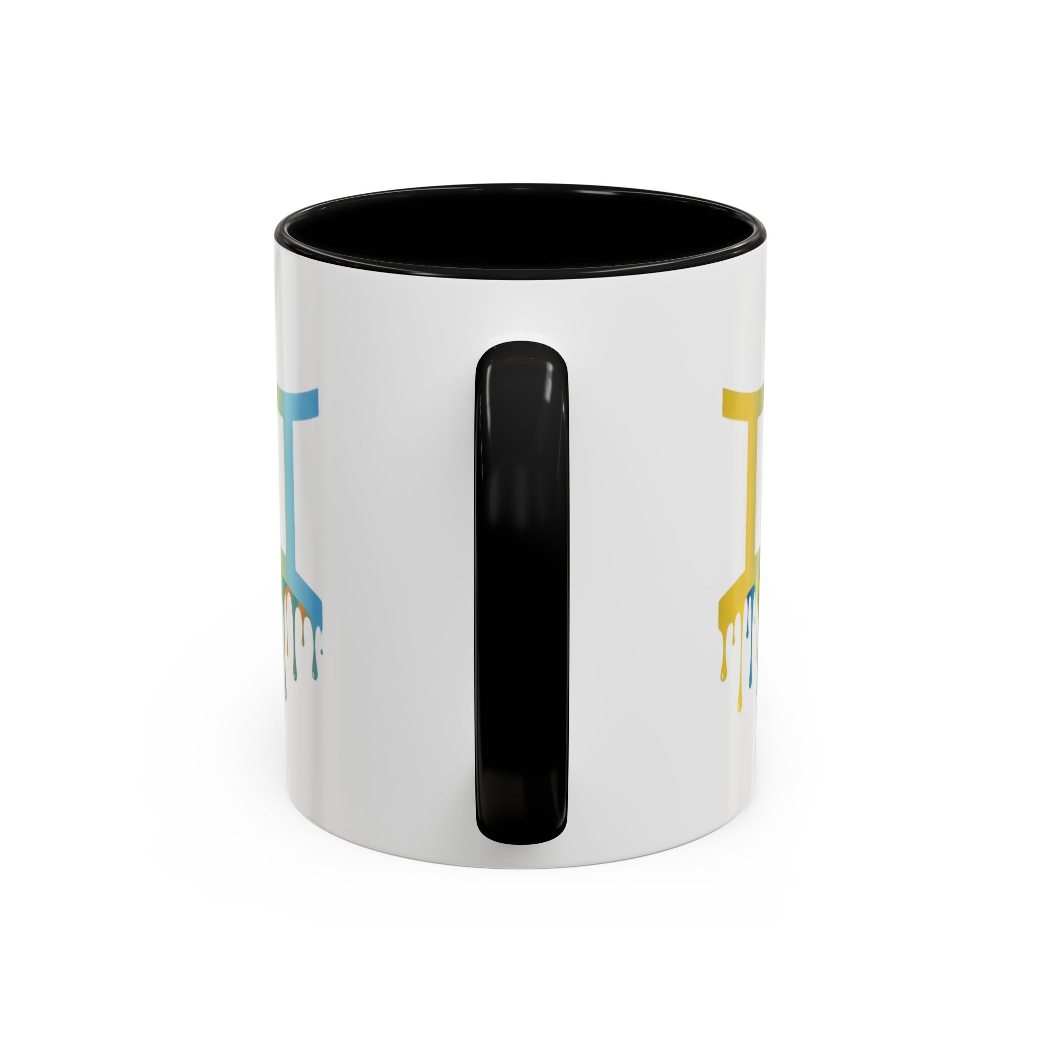Gemini Zodiac Coffee Mug - Dripping Rainbow Gemini Symbol Accent Mug