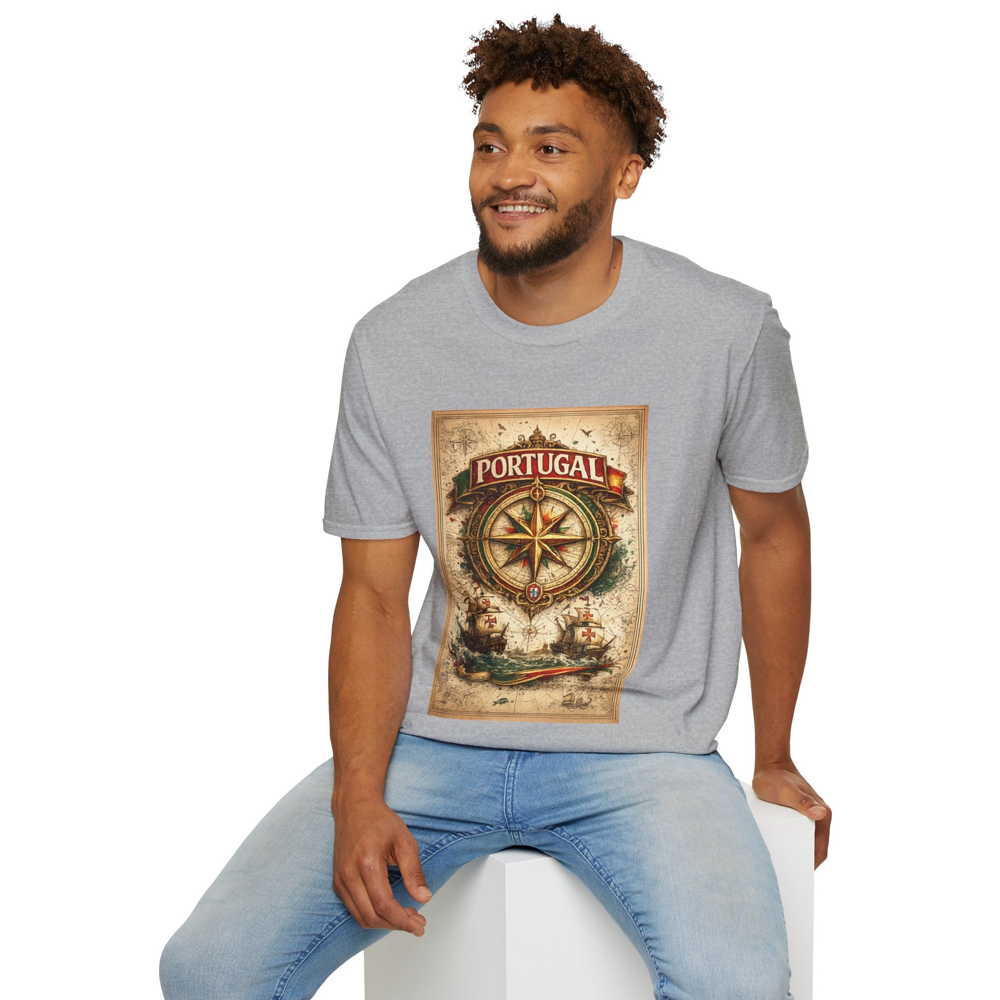 Portugal Compass T‑Shirt — Vintage Nautical Travel Tee