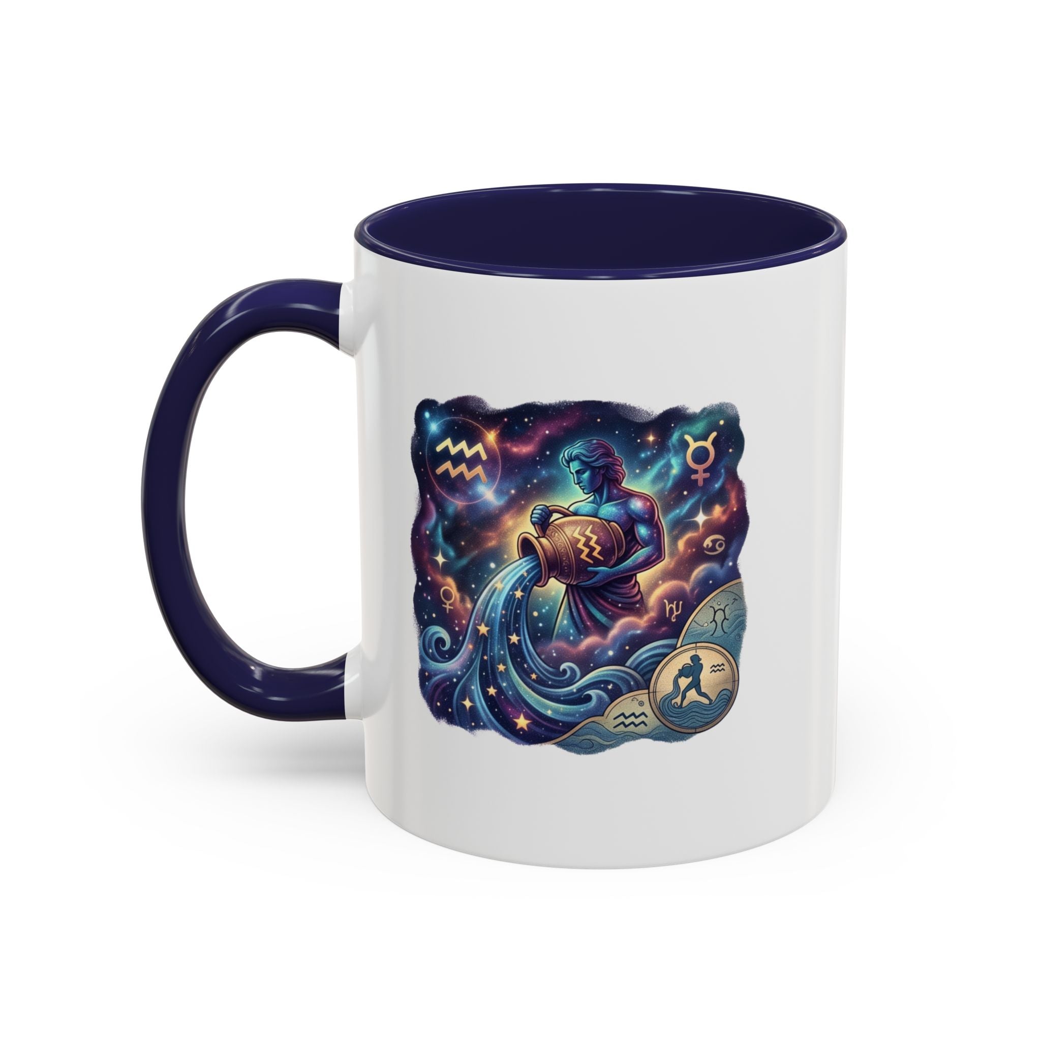 Aquarius Zodiac Coffee Mug — Celestial Water Bearer Accent Mug