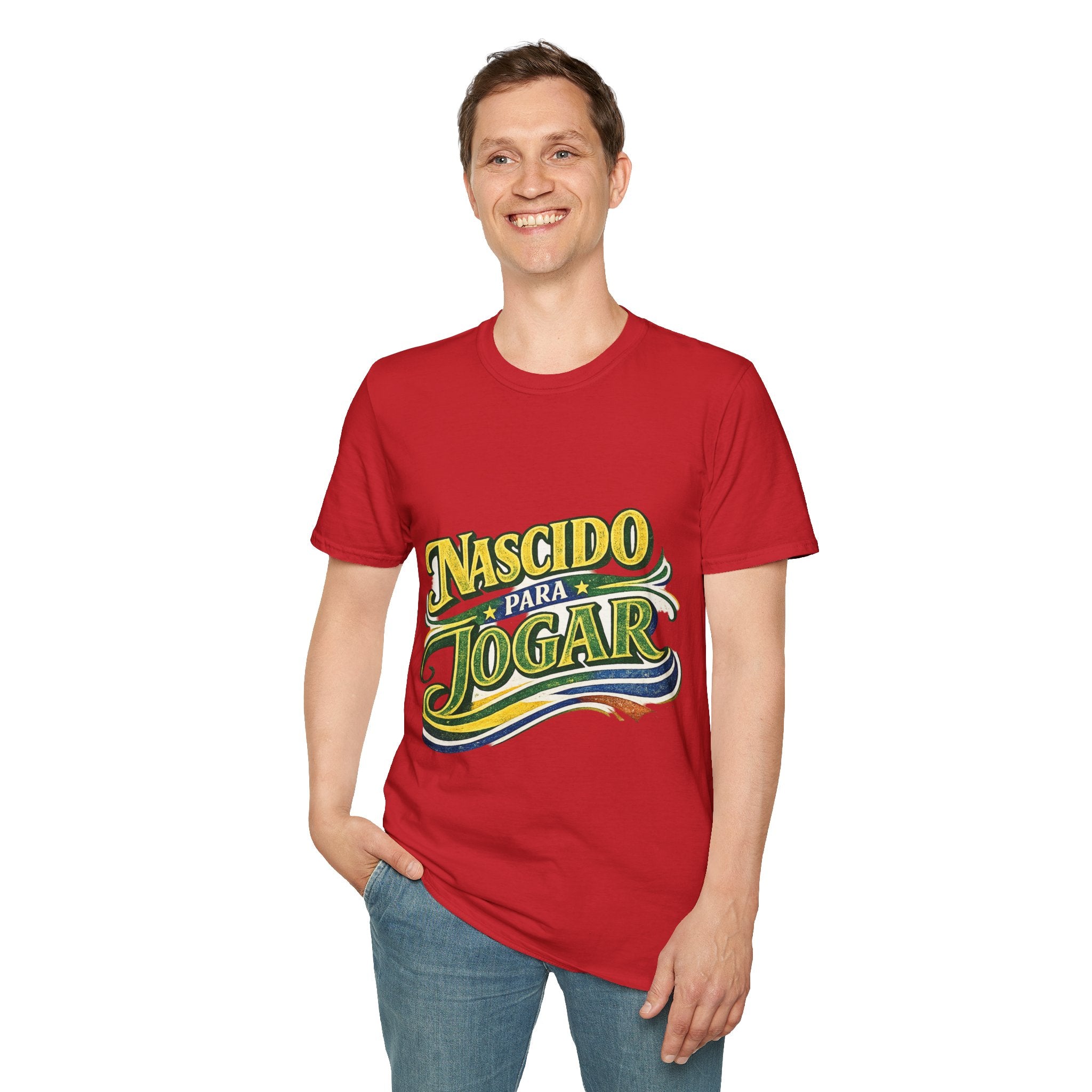 Brazil T‑Shirt — Nascido Para Jogar Vintage Brazilian Soccer Graphic Tee