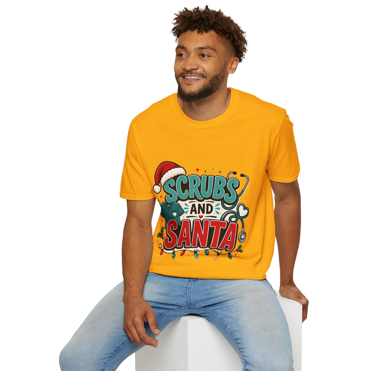 Scrubs and Santa Christmas T-Shirt — Cute Holiday Nurse Tee