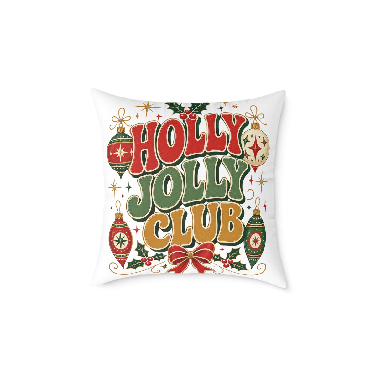 Christmas Holly Jolly Club Holiday Pillow