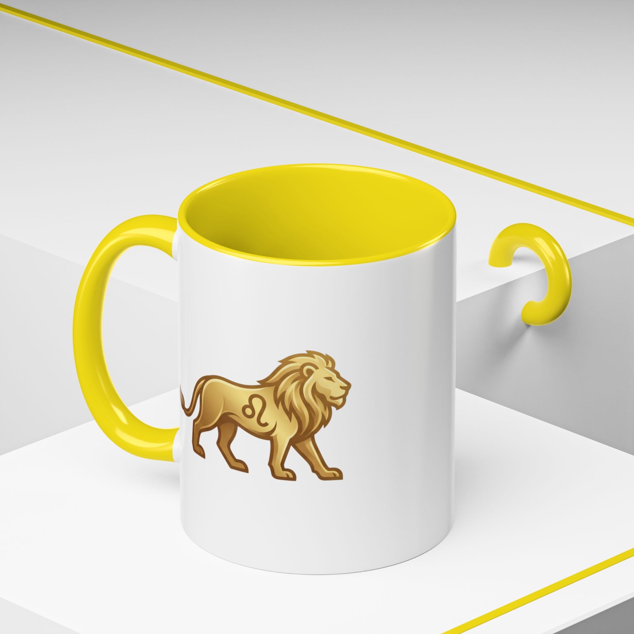 Leo Zodiac Coffee Mug — Gold Lion Accent Mug for Astrology Lovers