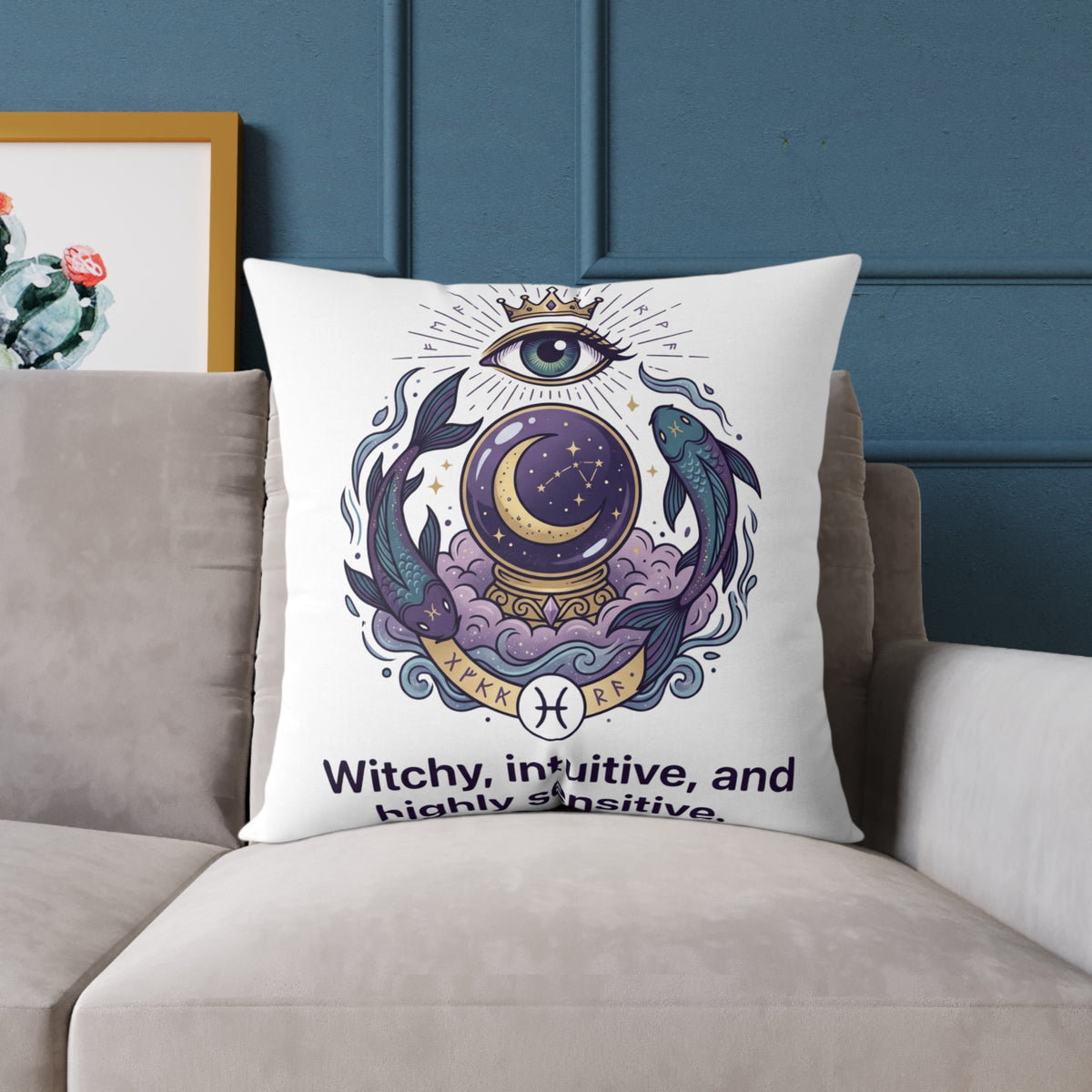 Pisces Zodiac Highly Sensitive And Intuitive Square Poly Canvas Pillow
