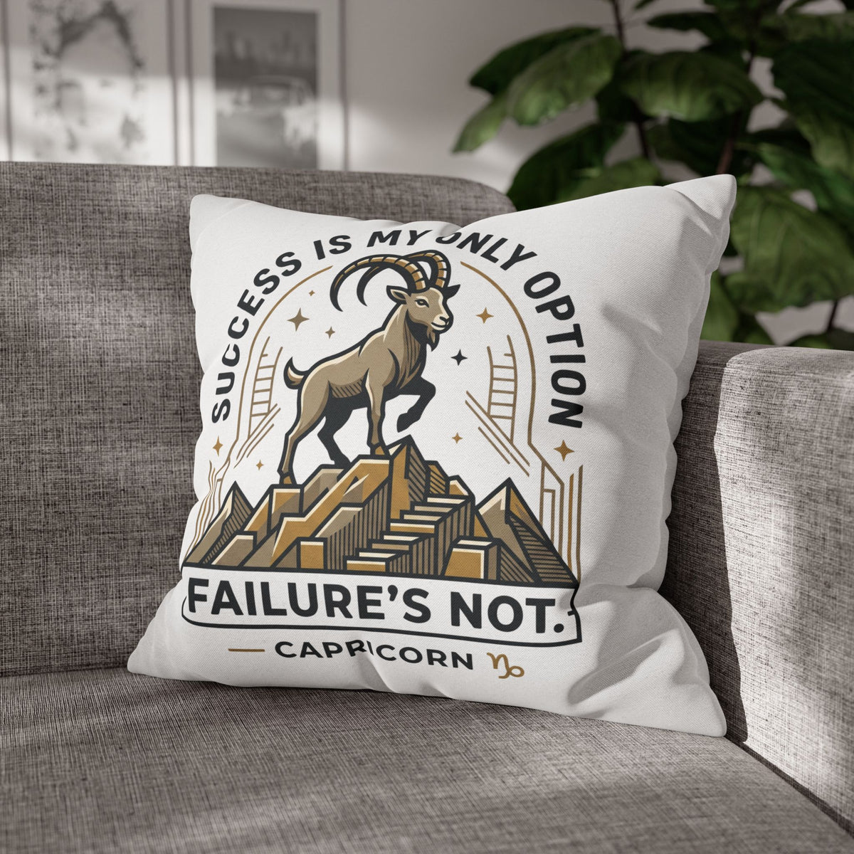 Capricorn Pillowcase – "Success Is My Only Option, Failure's Not" Zodiac Decorative Throw Pillow