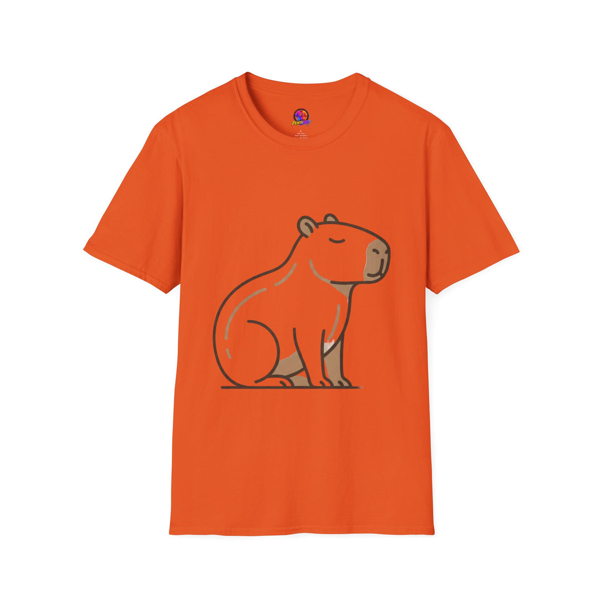 Cute Relaxed Capybara T-Shirt — Minimal Cartoon Capybara Graphic Tee